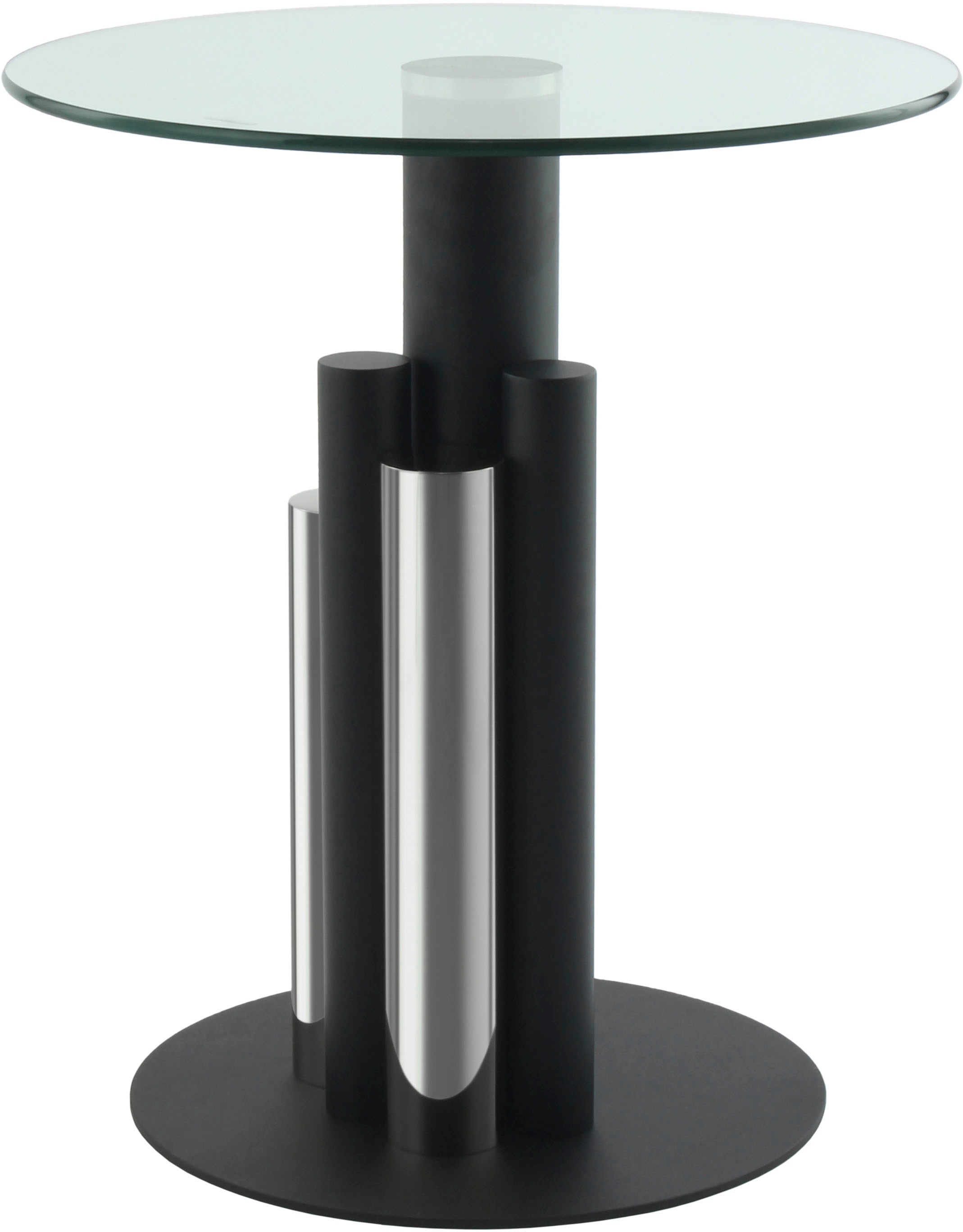 Kayoom Beistelltisch »Ontario 225, Runde  Glasplatte aus Sicherheitsglas, 100% Edelstahl« 1 Stk. tlg. Modernes Design, zweifarbiges Säulengestell, Eyecatcher Element