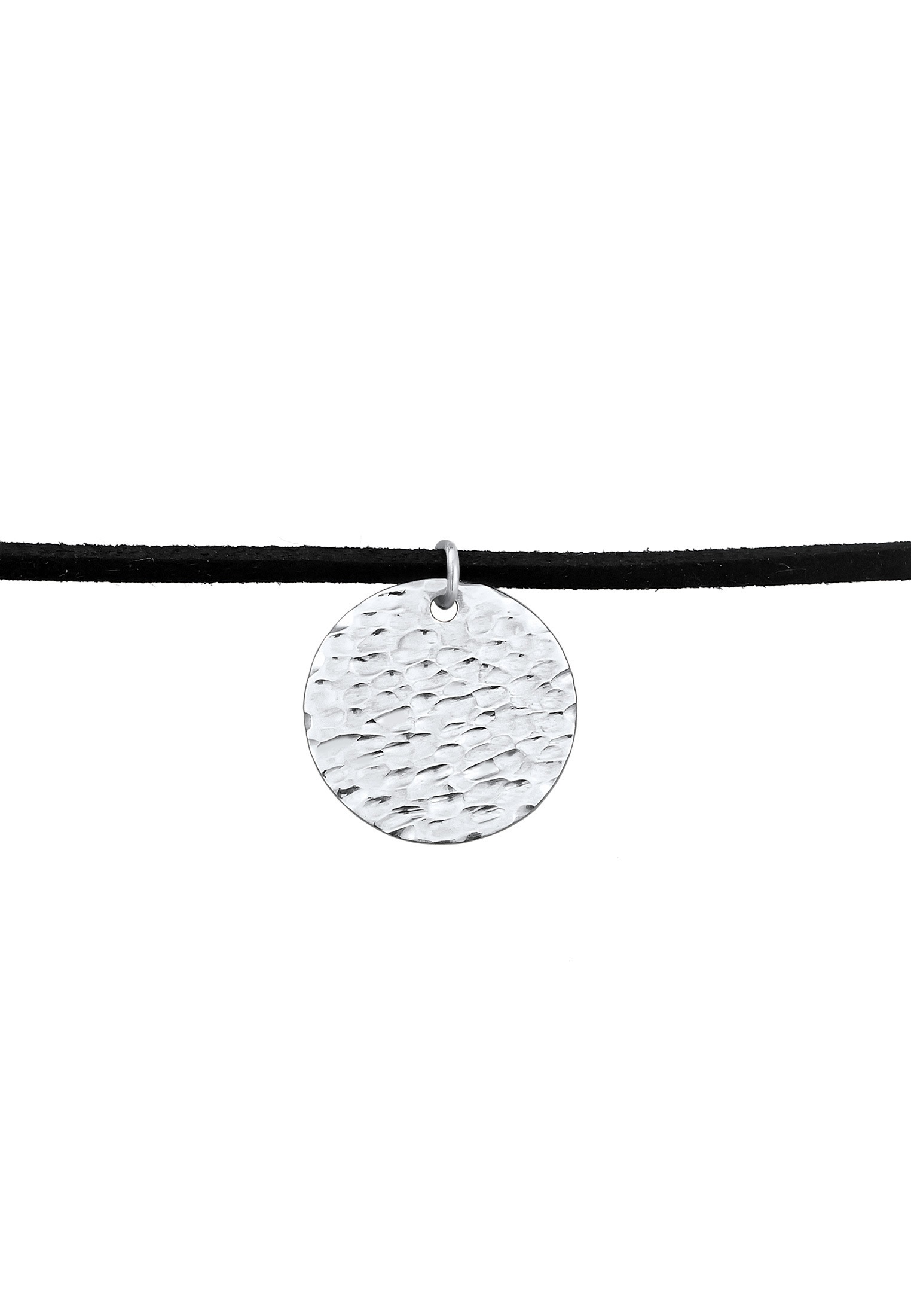 Elli Choker »Halskette Choker Coin Gehämmert Band Textil 925 Silber«