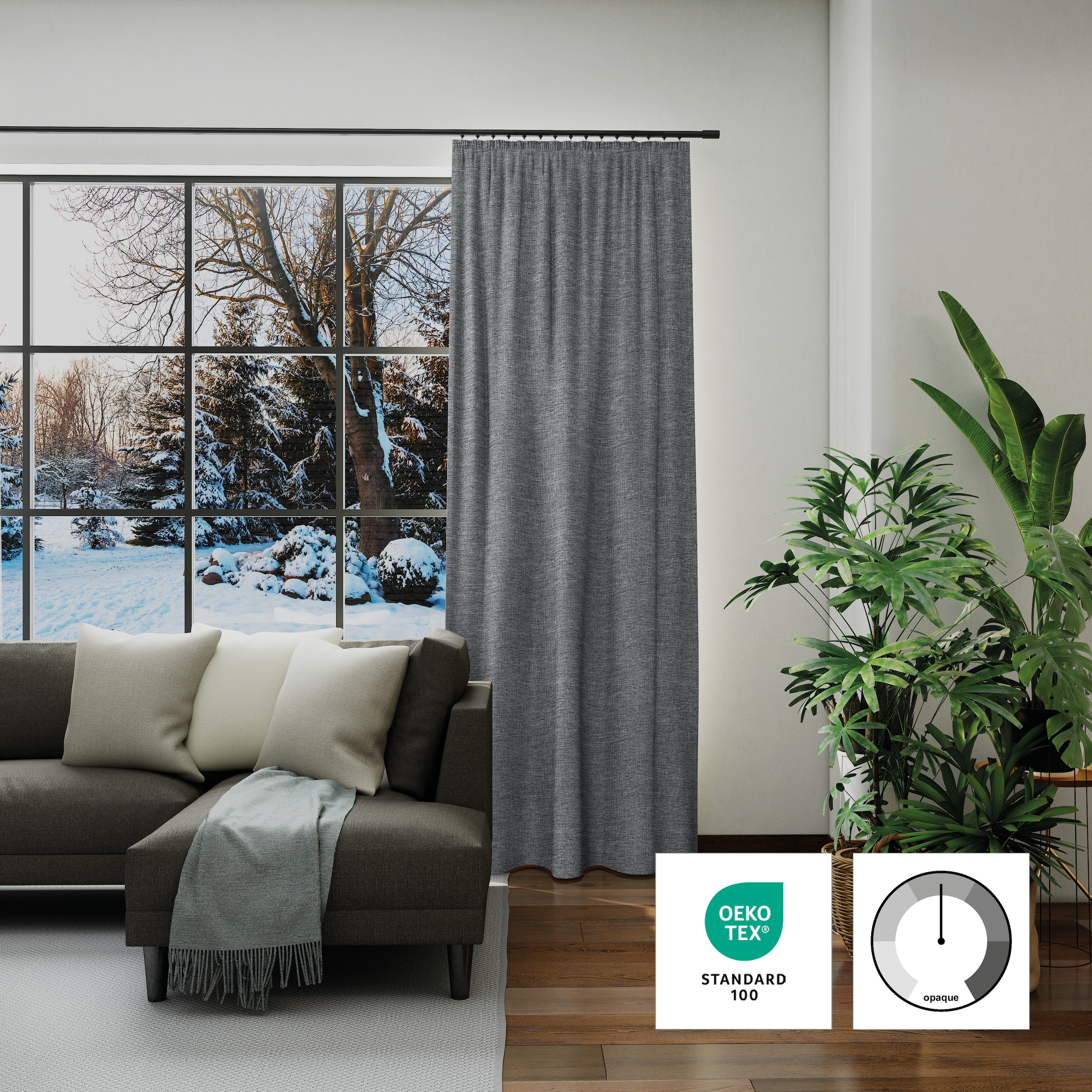 Neutex for you! Vorhang »Inuit« Kräuselband 1 Stk. tlg. Uni mit Samtoptik