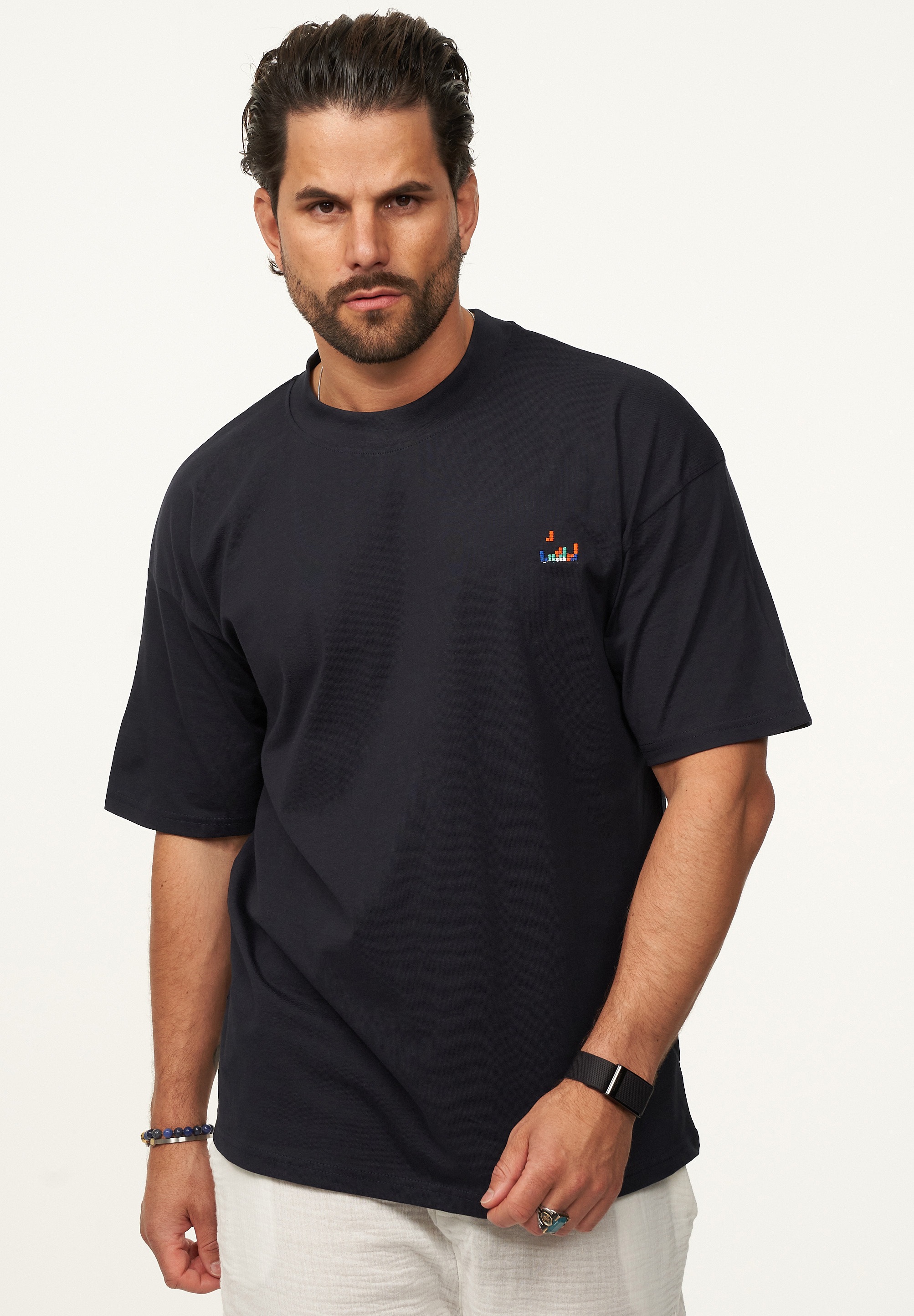 SOULSTAR T-Shirt »Kurzarm Oversize aus 100% Baumwolle mit Rundhalsausschnitt Crew Neck für Herren« Herren Oversize-Fit Kurzarm Shirt mit Rundhals-Ausschnitt