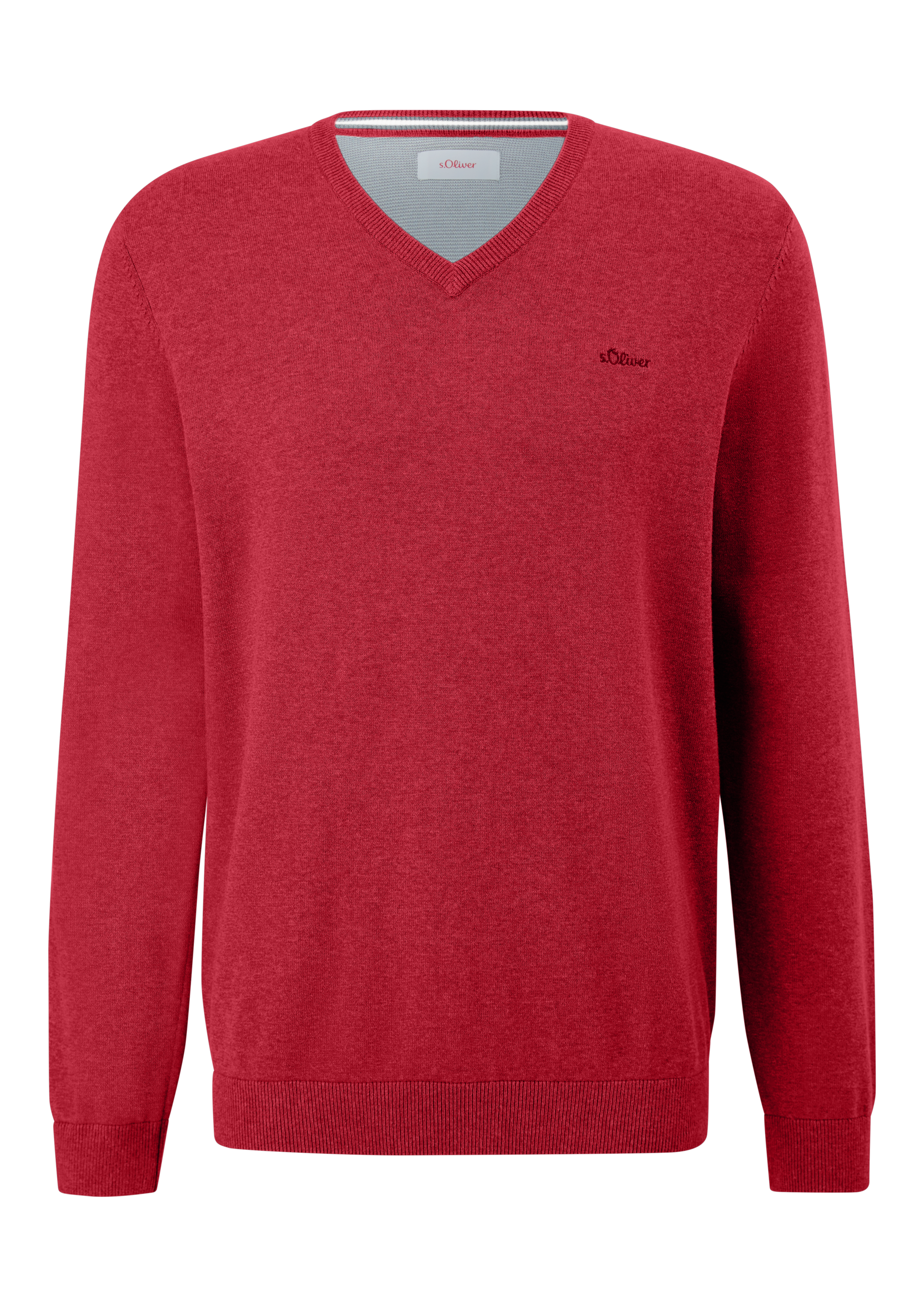 s.Oliver Strickpullover, in melierter Optik mit Logo-Stickerei