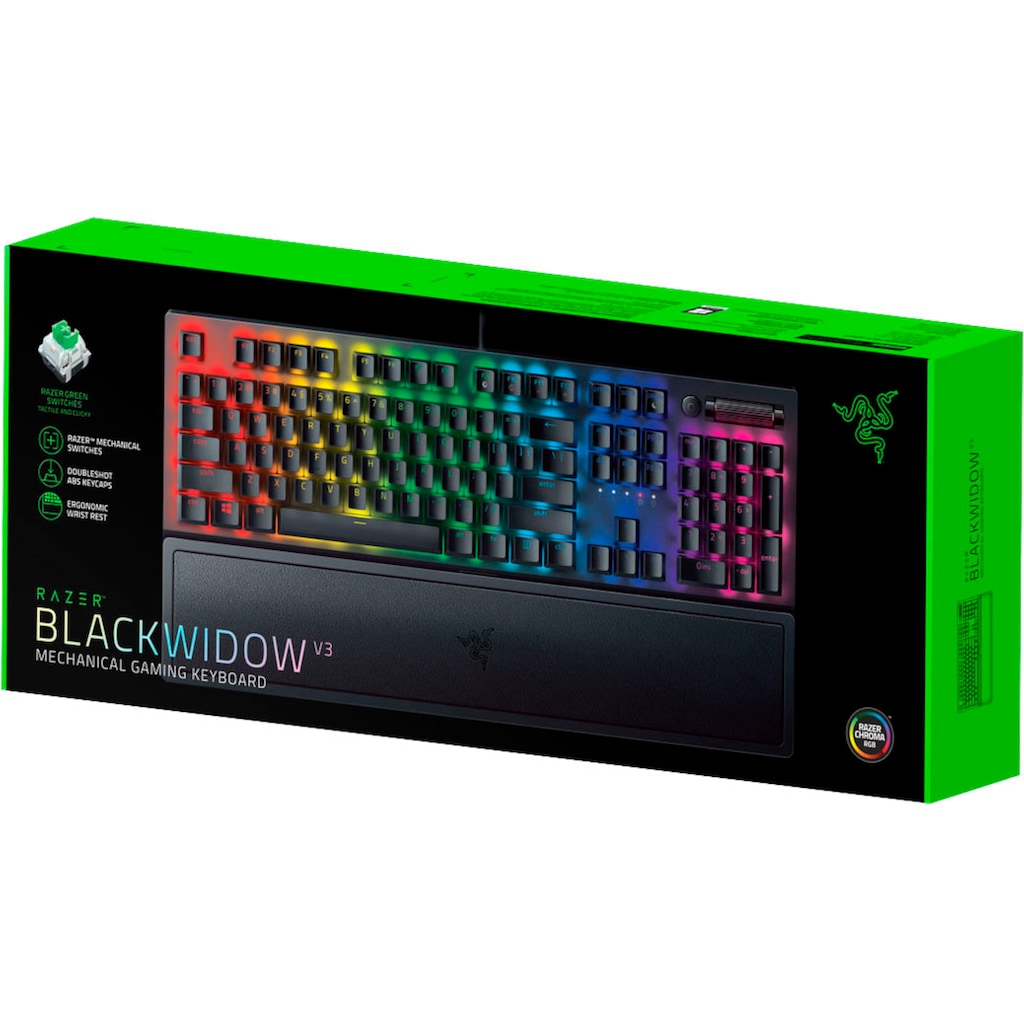 RAZER Gaming-Tastatur »BlackWidow V3 Green Switch«, (Fn-Tasten-Ziffernblock)
