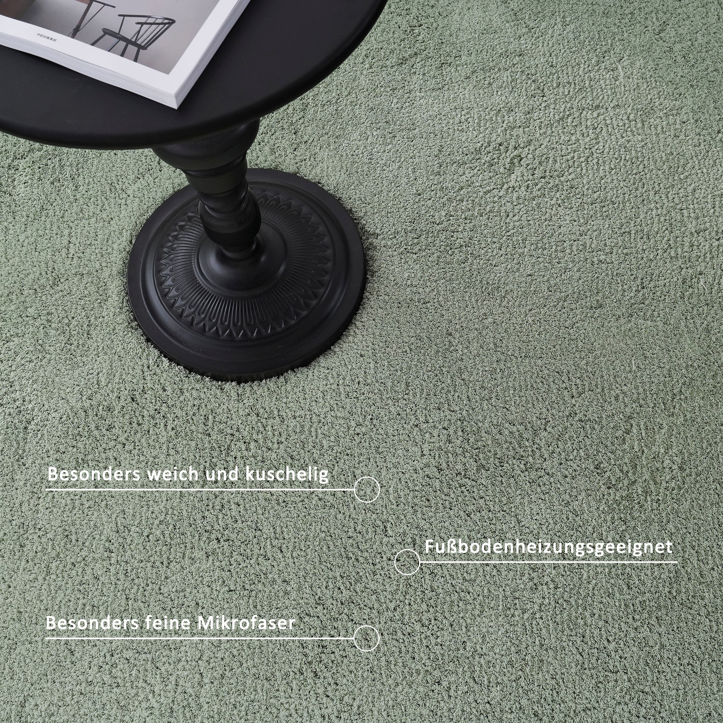 my home Hochflor-Läufer »Microfaser Teppich Magong, besonders weich, sehr feiner Flor«, rechteckig, 25 mm Höhe, uni Teppiche, Wohnzimmer, Schlafzimmer, Kinderzimmer, Flur, Brücke
