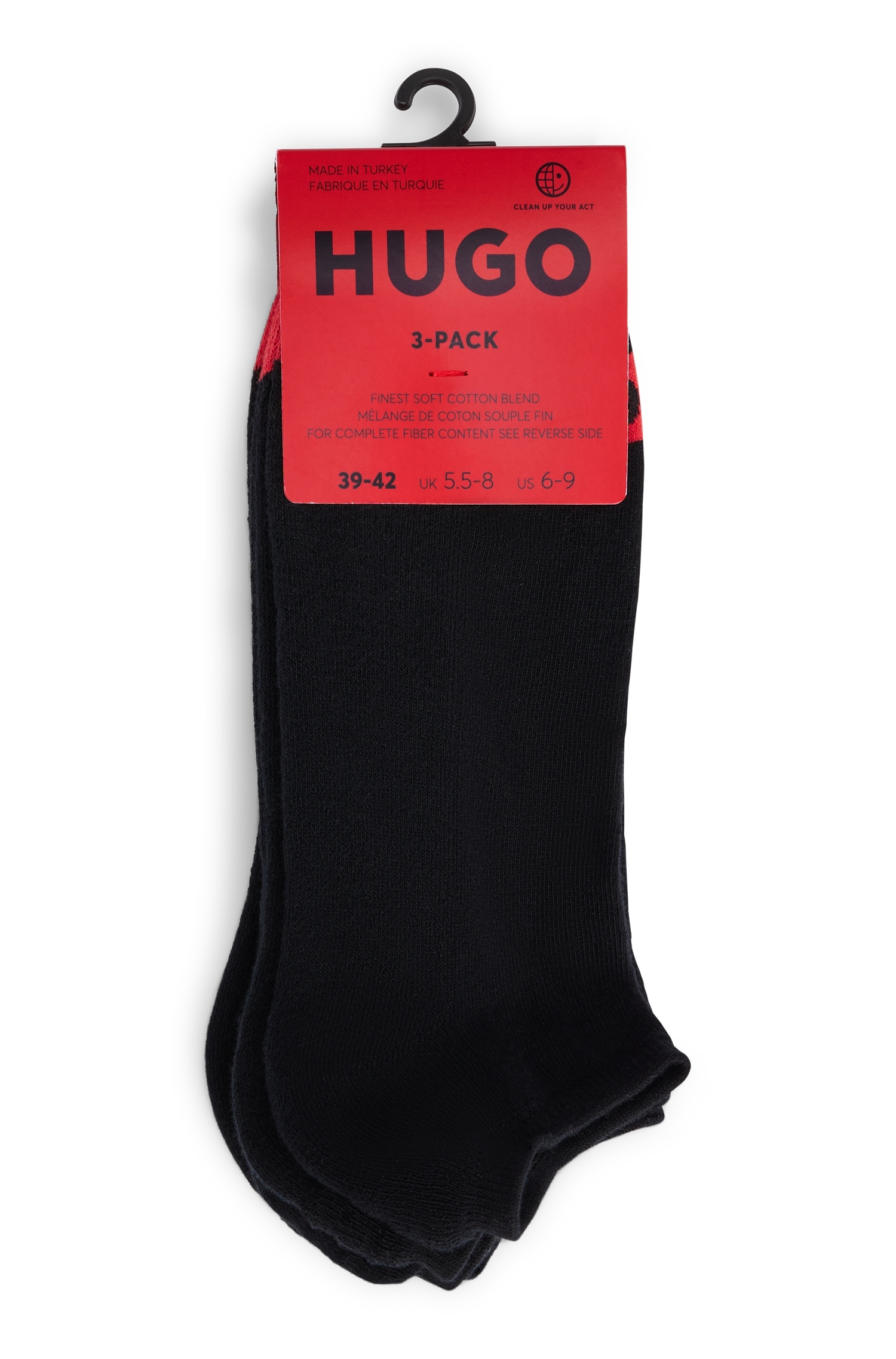 HUGO Underwear Businesssocken »3P LC PLUSH TAPE CC«, (Packung, 3 Paar, 3er), mit HUGO Logostickerei auf rotem Farbstreifen