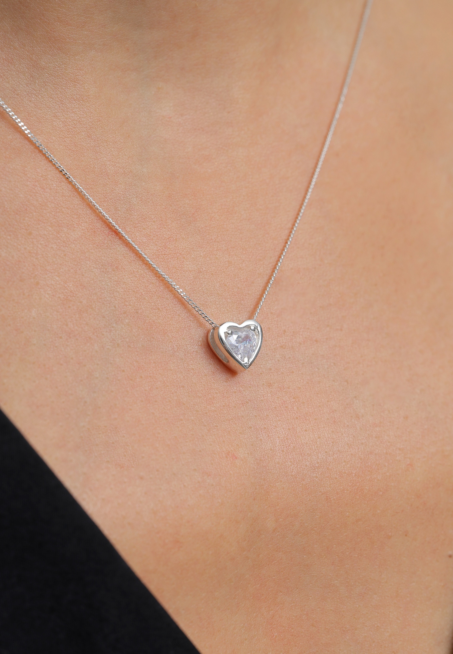 Elli Silberkette »Halskette Anhänger mit Herz Love Zirkonia 925 Silber«