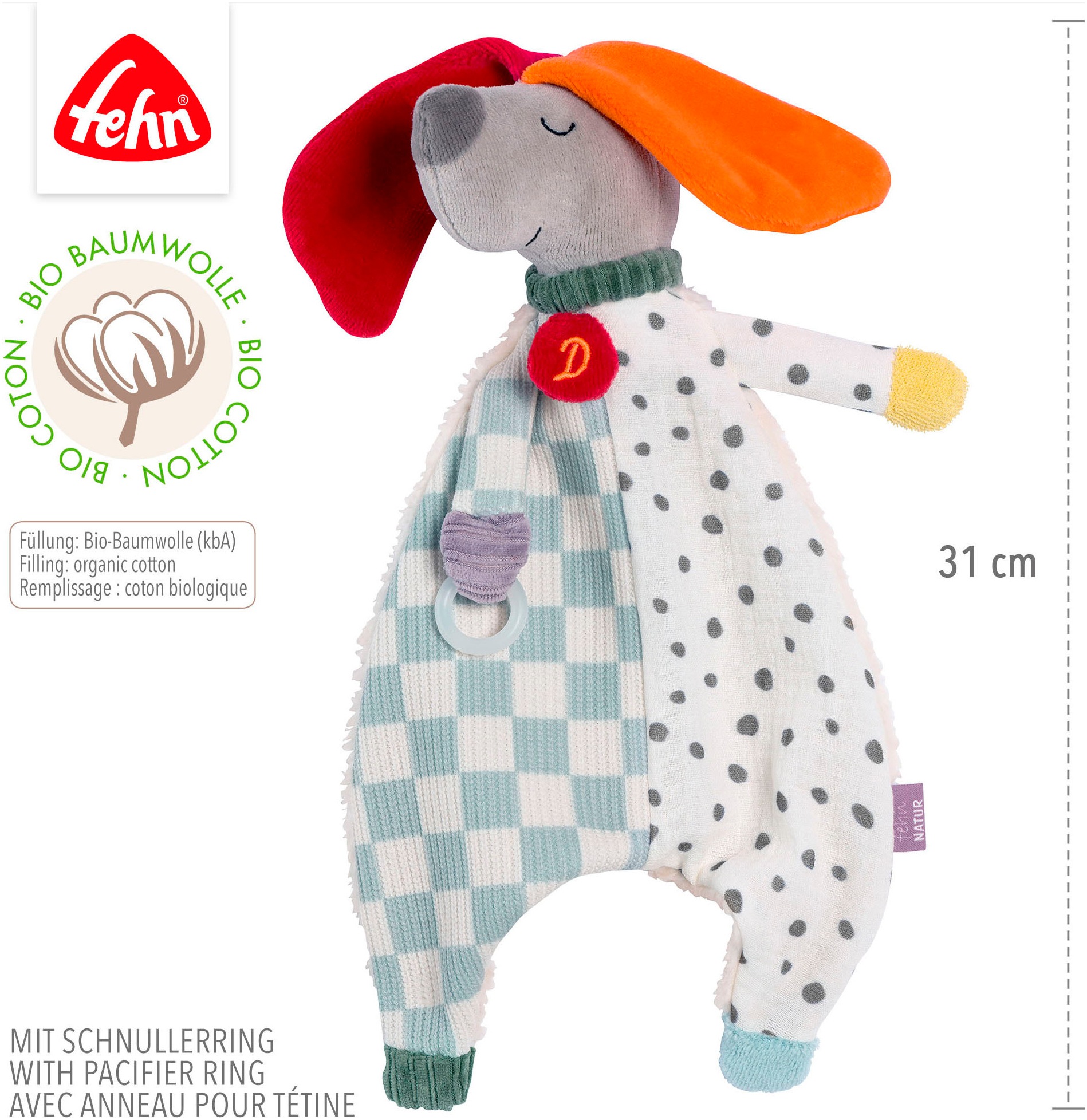 Fehn Kuscheltuch »Schmusetuch Hund NATUR«, Enthält Bio-Baumwolle