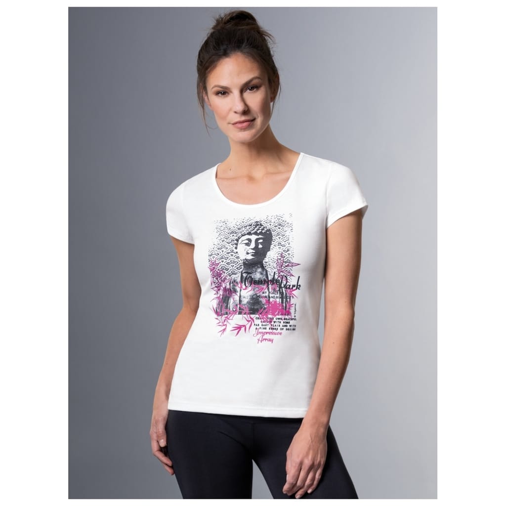Trigema T-Shirt »TRIGEMA T-Shirt Slim Fit mit Buddha-Print«, (1 tlg.)