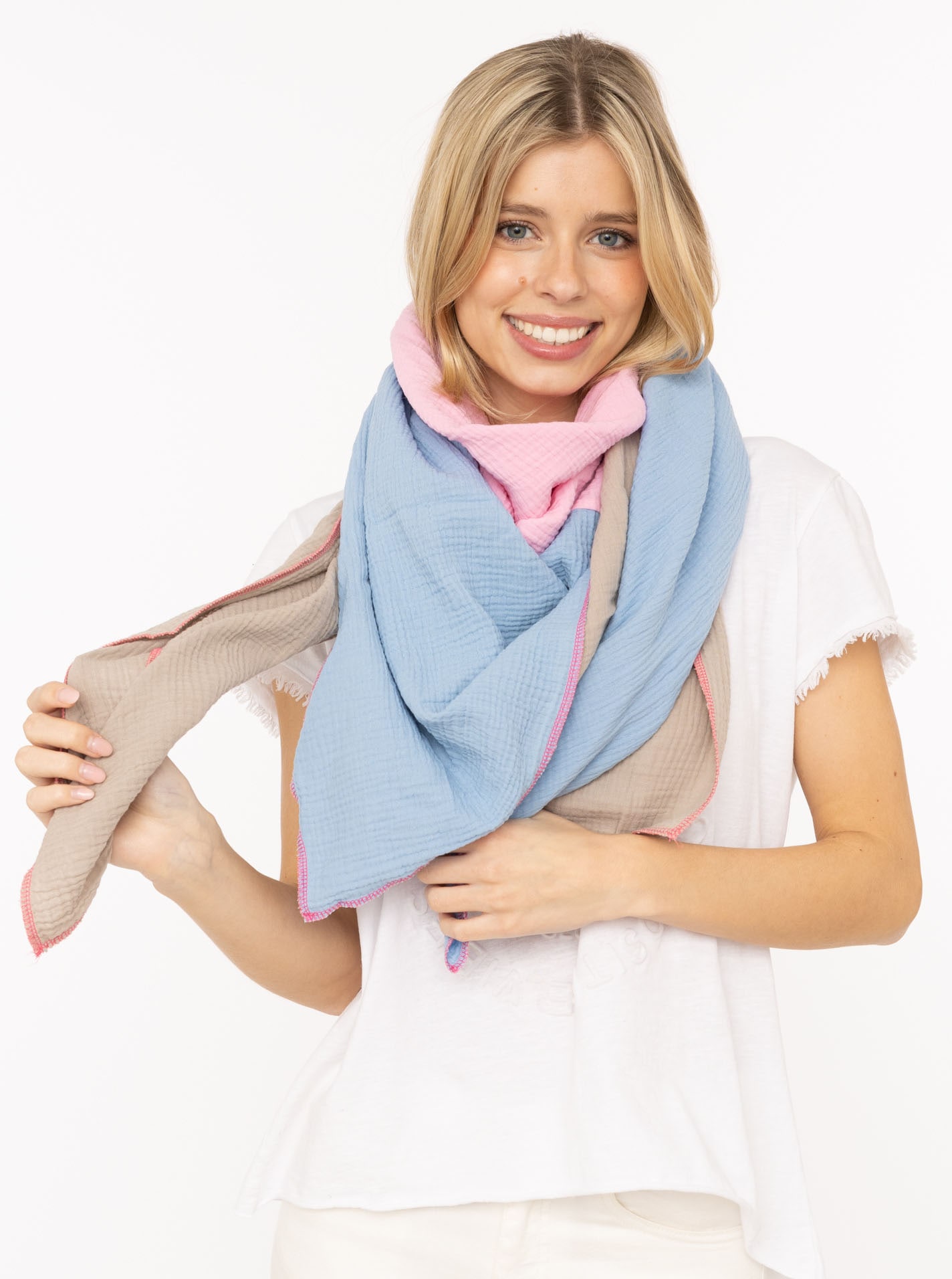 Zwillingsherz Dreieckstuch »Viereck "Blockstreifen"« farbenfroh, Colour Block, angenehmes Tragegefühl