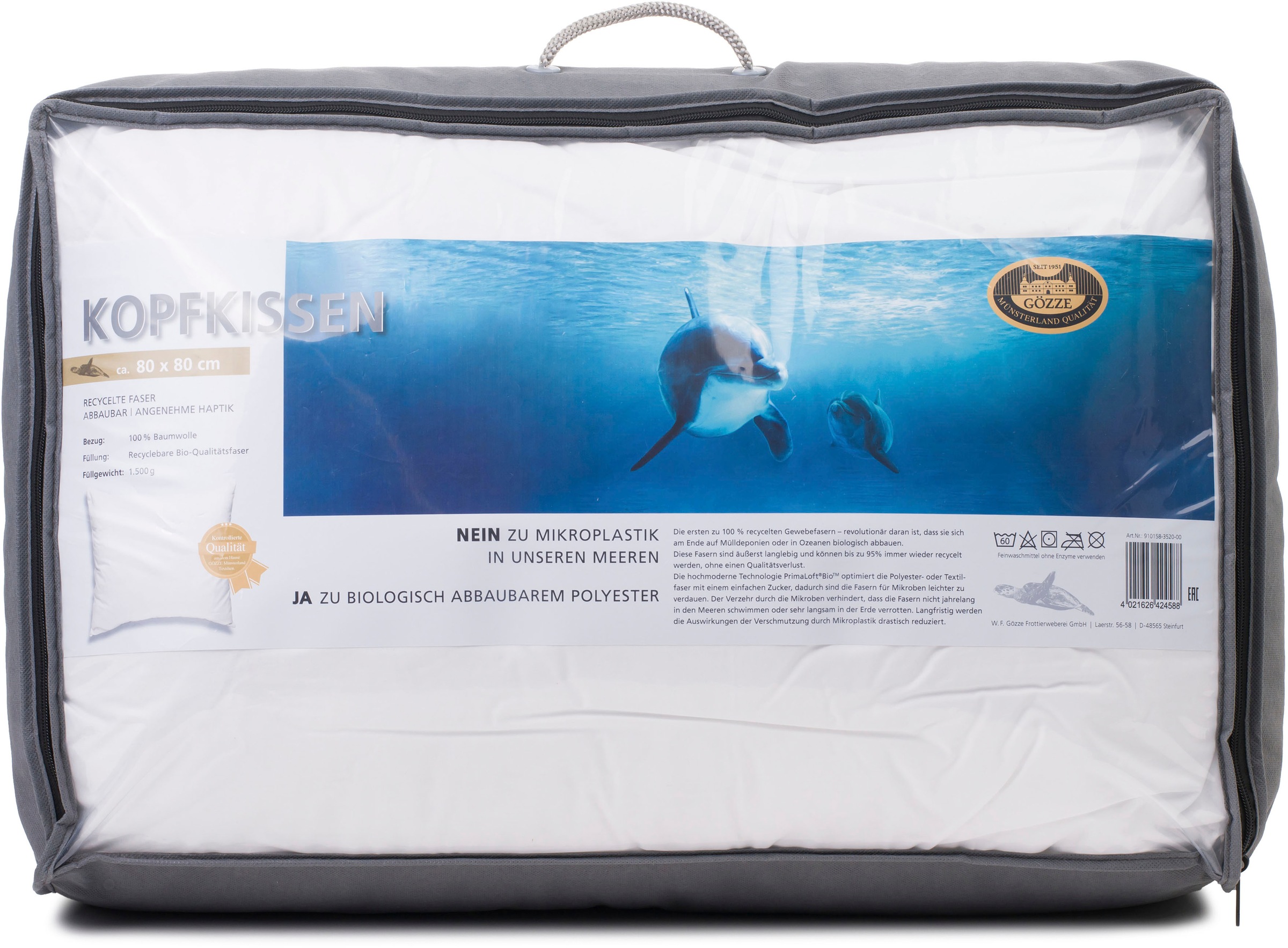 Gözze Kunstfaserkopfkissen »Prima Loft Kopfkissen«, Bezug: 100% Baumwolle, (1 St.)