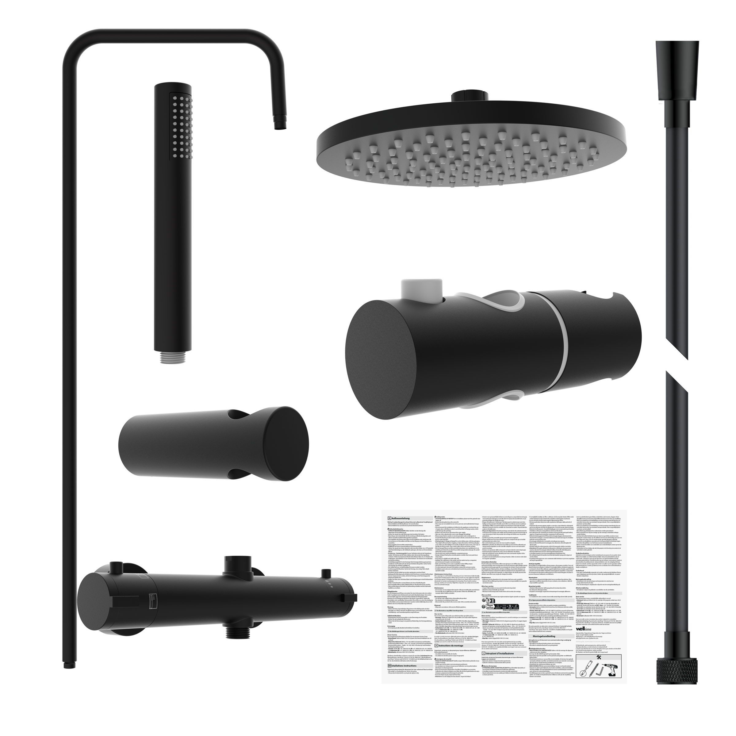welltime Brausegarnitur »Porto« Duschsystem inkl. Thermostat mit Sicherheitssperre bei 38 °C., 