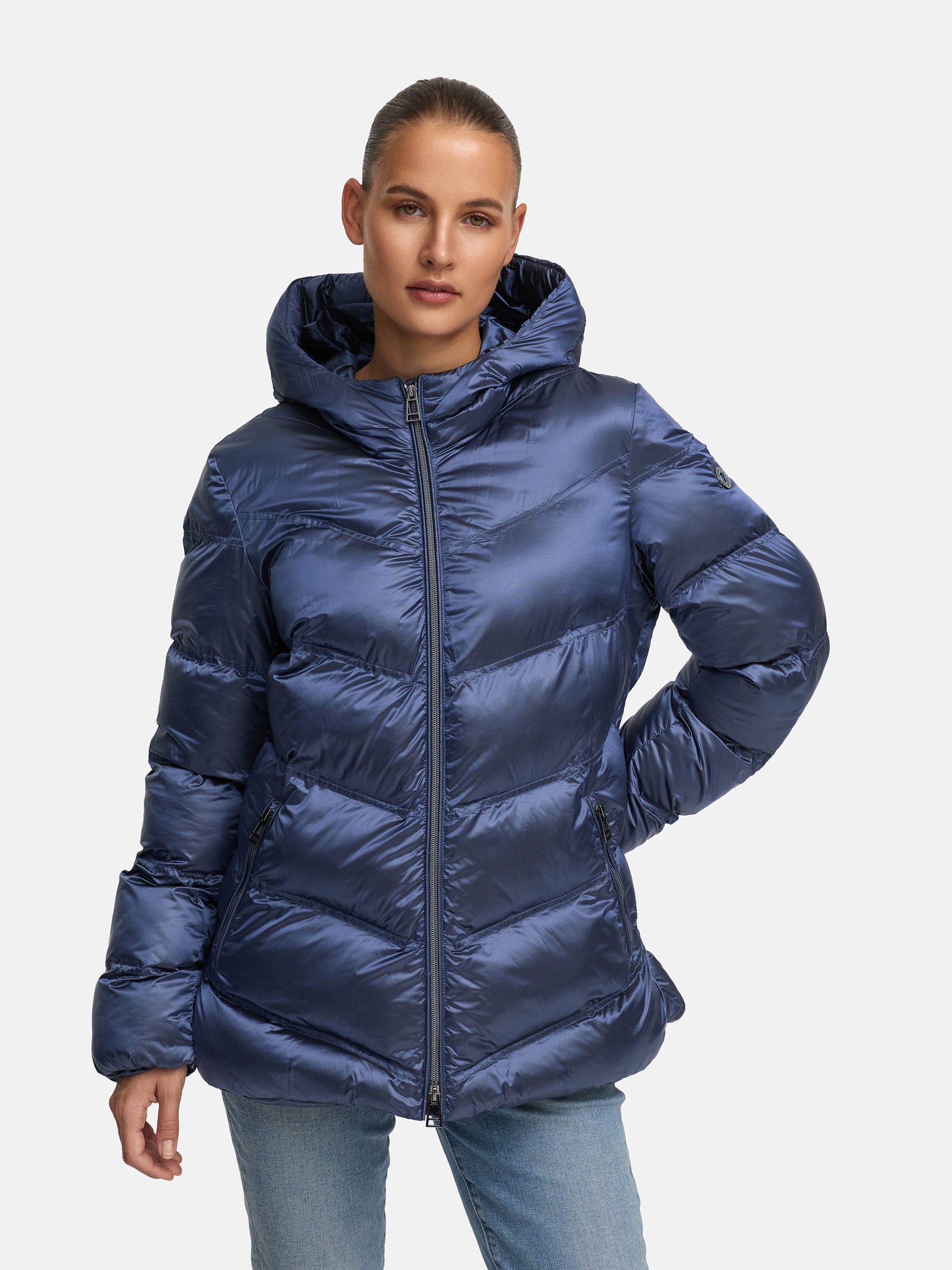 MANISA Steppjacke, mit Kapuze, mit Stehkragen, Kapuze und elastischem Ärmelsaum