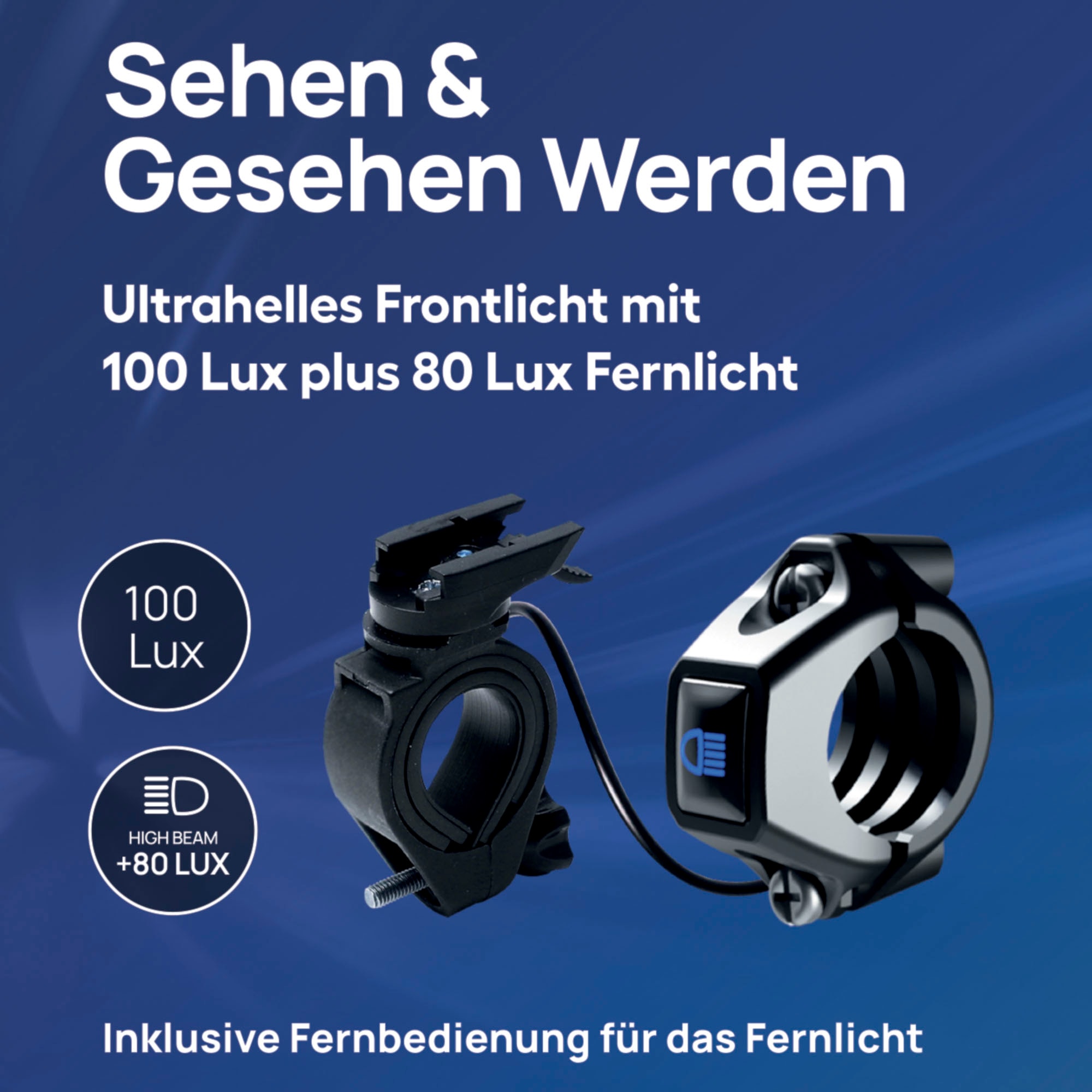 FISCHER Fahrrad Fahrradbeleuchtung »LED-Akku-Bel. Set PLUS 100/130 Fernlicht + TWIN STOP«, (Set, 2 tlg., Front- und Rücklicht inkl. Ladekabel)