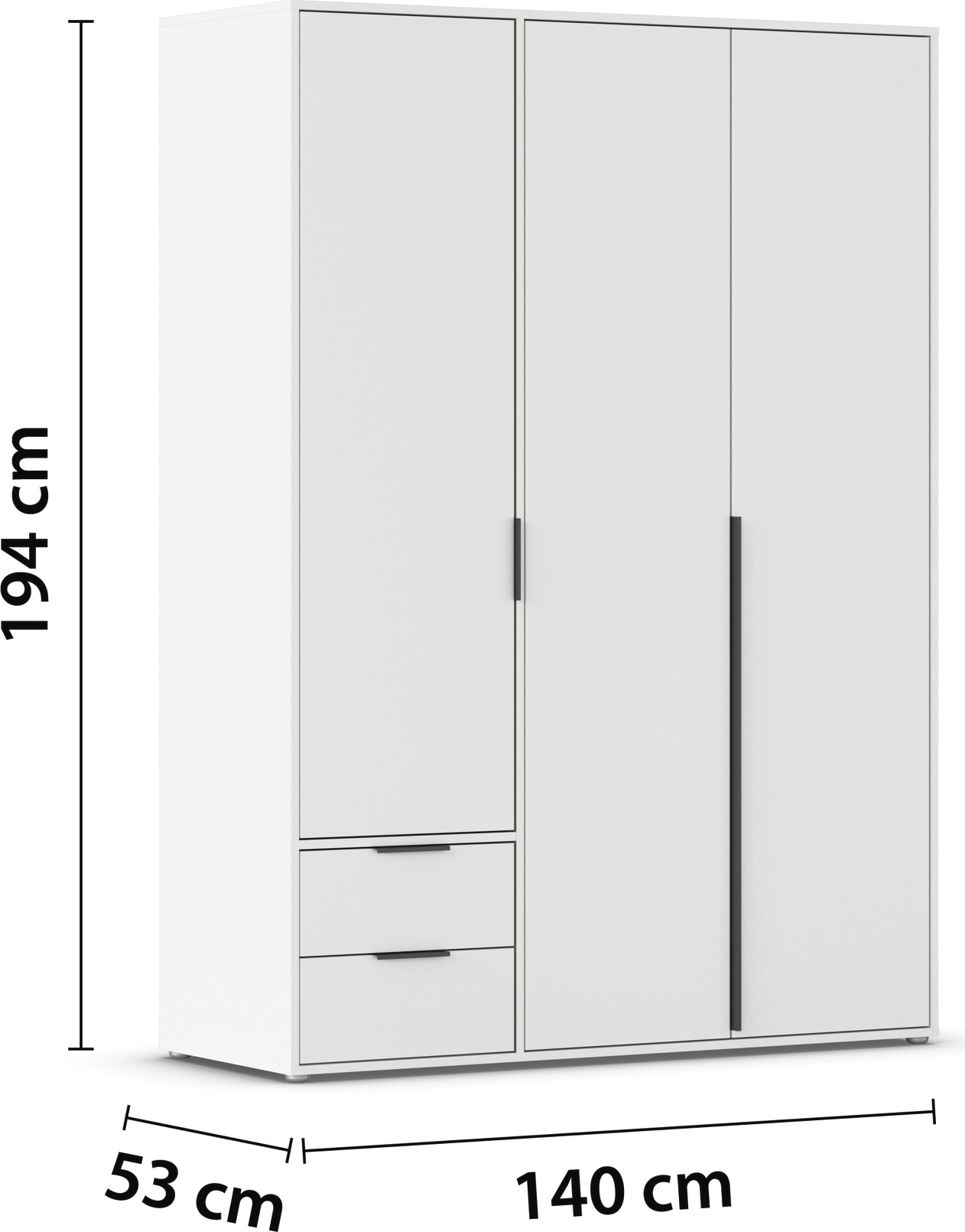 rauch Drehtürenschrank »Kleiderschrank Schrank Garderobe Wäscheschrank NAGATA viel Stauraum«, (in 3 verschiedenen Ausstattungen BASIC/CLASSIC/PREMIUM), mit Schubladen sowie Stangengriffen TOPSELLER MADE IN GERMANY