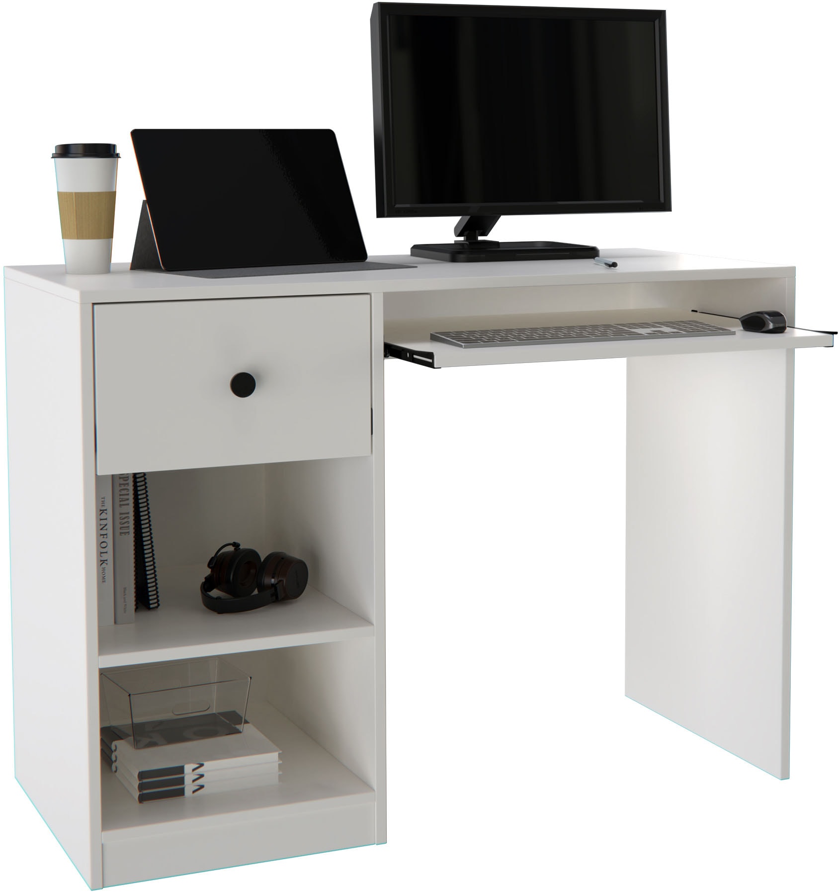 INOSIGN Schreibtisch »PODUM, Computertisch,«, Tastaturauszug, große Schublade, Breite 106 cm