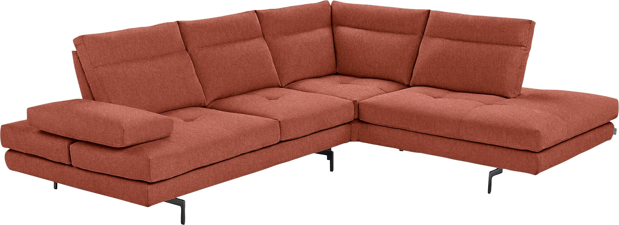 CALIA ITALIA Ecksofa »Toby Wing, B/T: 288/232 cm, Designsofa mit sensationellem Sitzkomfort« L-Form, Sitztiefenverstellung, funktionale Ecke, Füße in schwarz matt