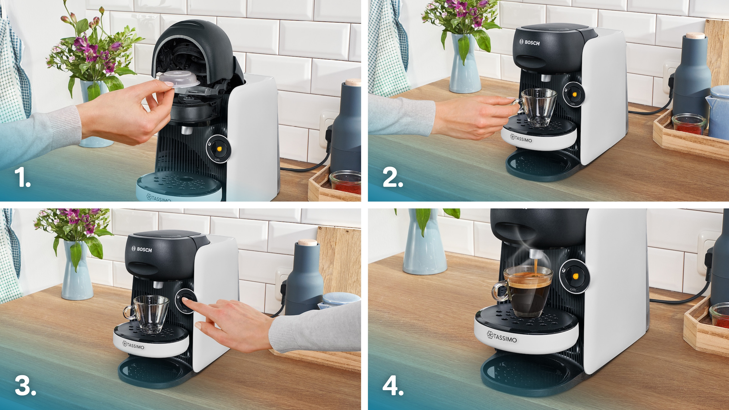 TASSIMO Kapselmaschine »TAS164E«, One-Touch Bedienung, über 70 Getränke, nachhaltig, weiß/schwarz