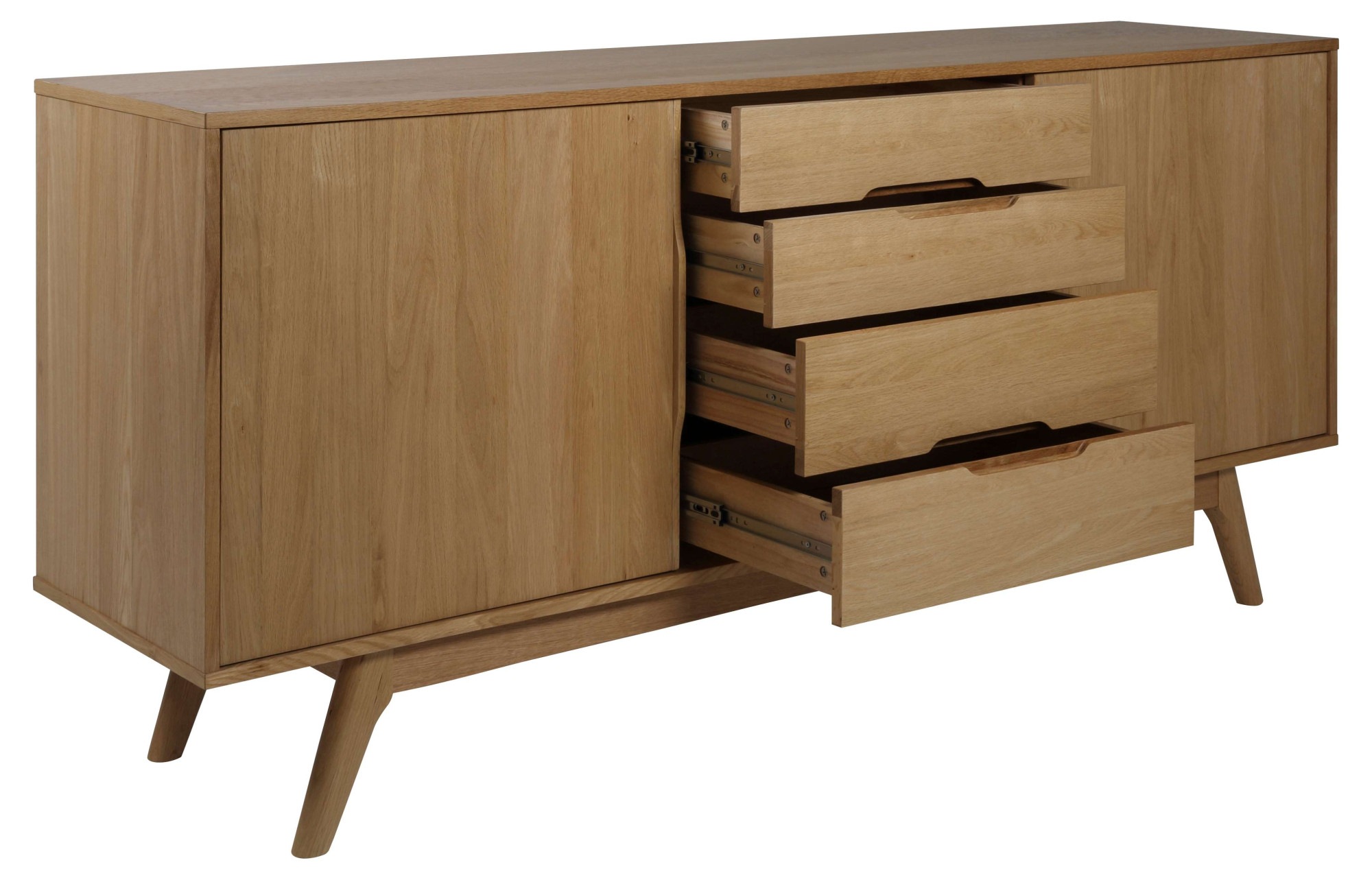 ACTONA GROUP Sideboard »Marte«, Anrichte, Eiche/Furnier, 2 Schiebetüren, 4 Schubladen, Breite 180 cm