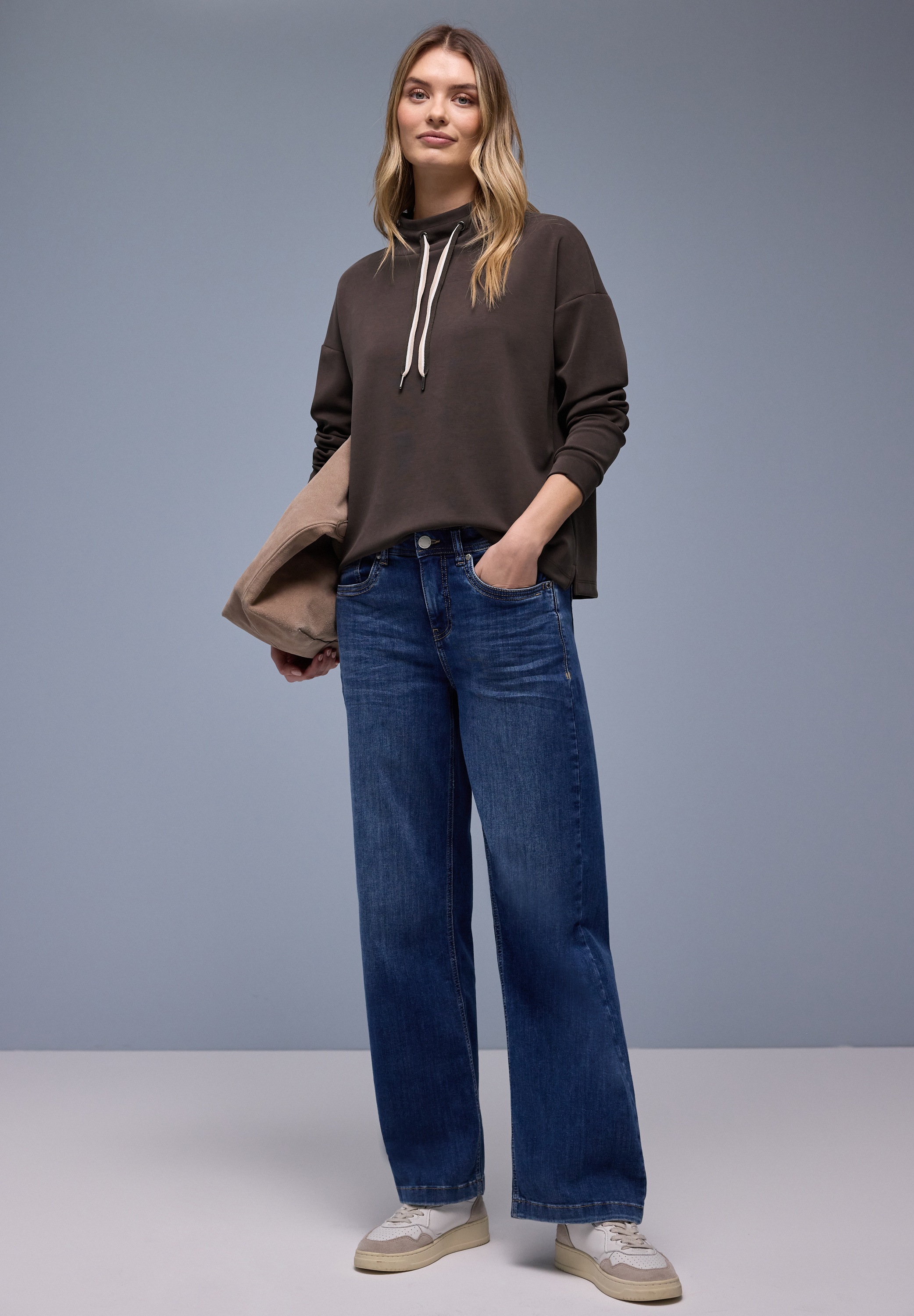 STREET ONE Sweatshirt , mit Stehkragen und Kordelzug
