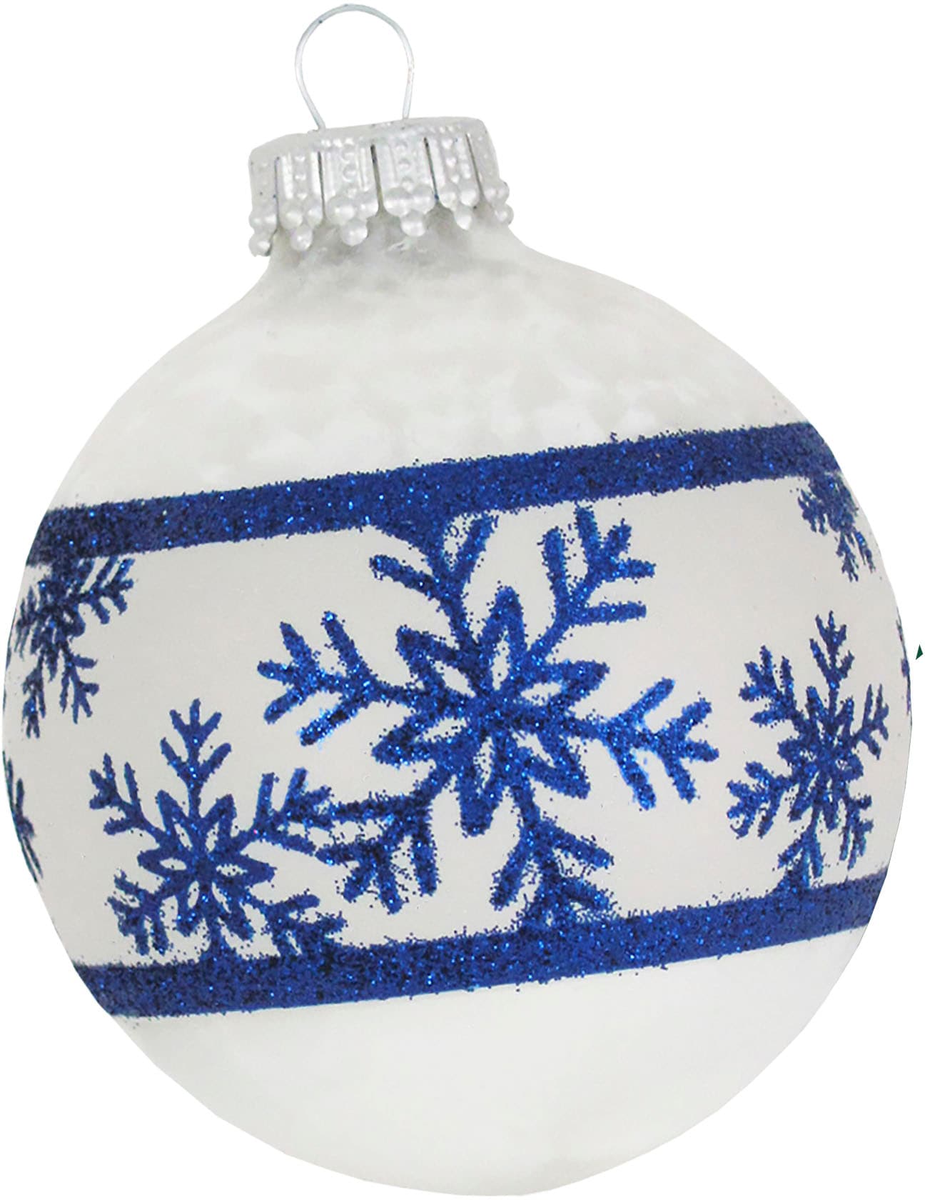 Krebs Glas Lauscha Weihnachtsbaumkugel »Schneeflockenband«, (Set, 4 St.), Weihnachtsdeko, Christbaumschmuck, Christbaumkugeln aus Glas
