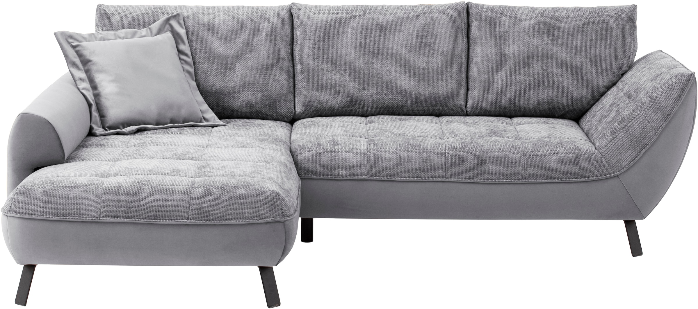 exxpo - sofa fashion Ecksofa »Bellinii, Materialmix, Strukturbezug und pflegeleichter Microvelours«, bequem und modern, Materialmix, L-Form