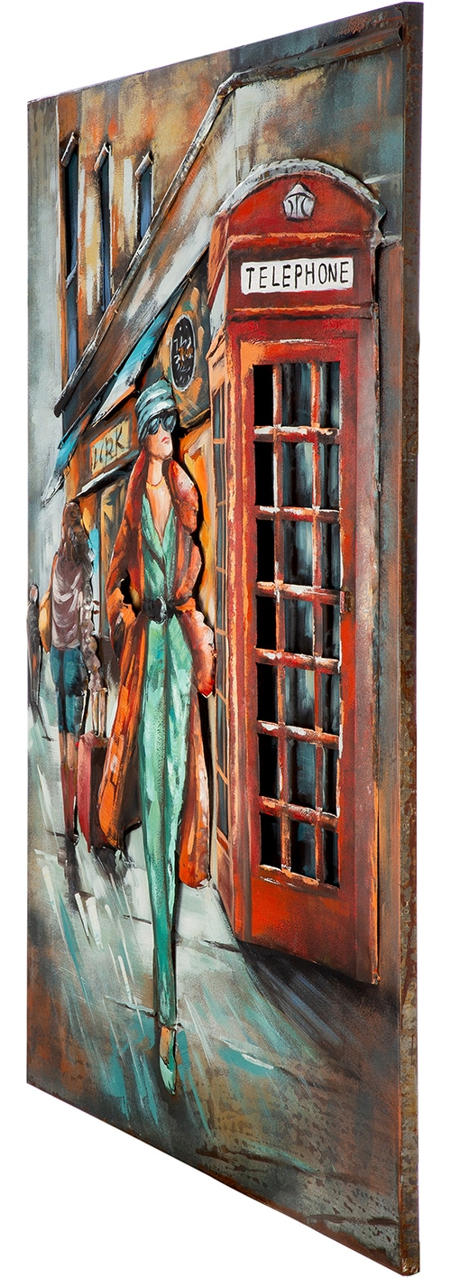 Casablanca by Gilde Metallbild »Bild rechteckig English Call  grau, rot« Stadt 1 Stk. tlg. Londonmotiv Telefonzelle Retrodesign Vintagebild Urban Art