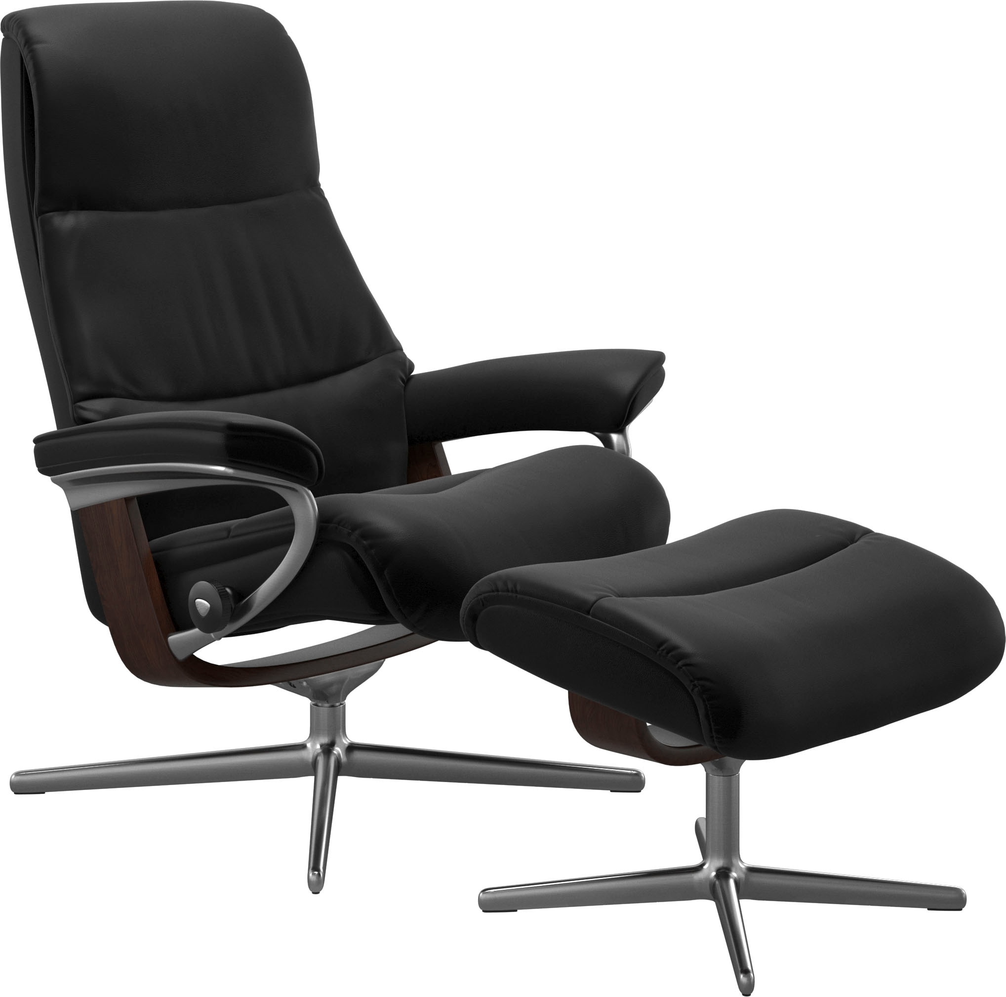 Stressless® Relaxsessel »View« Set, Relaxsessel mit Hocker,  mit Hocker, mit Cross Base, Größe S, M & L, Holzakzent Braun