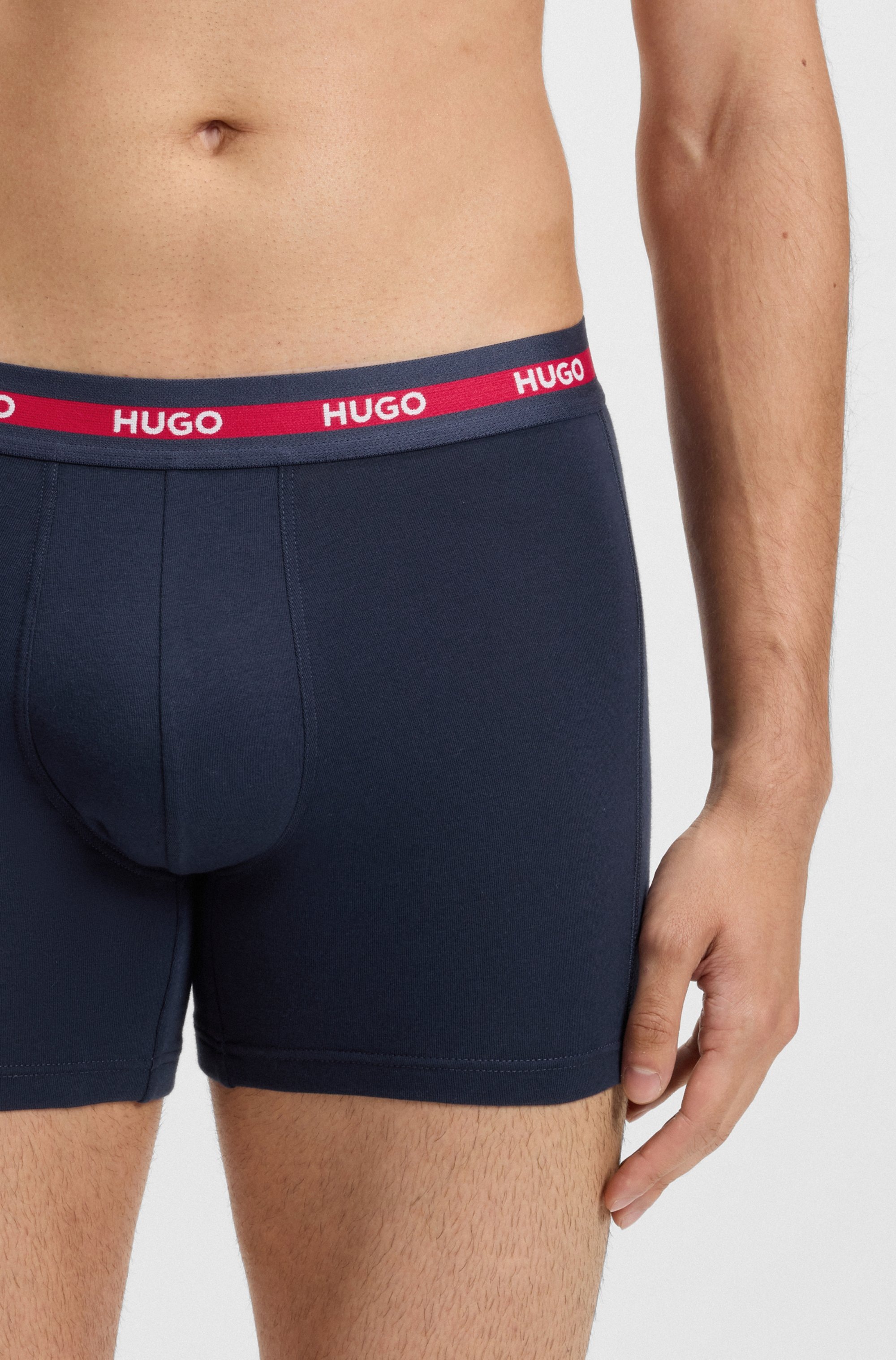 HUGO Underwear Trunk »BOXERBR TRIPL PLANET«, kontrastfarbener Bund mit Logo