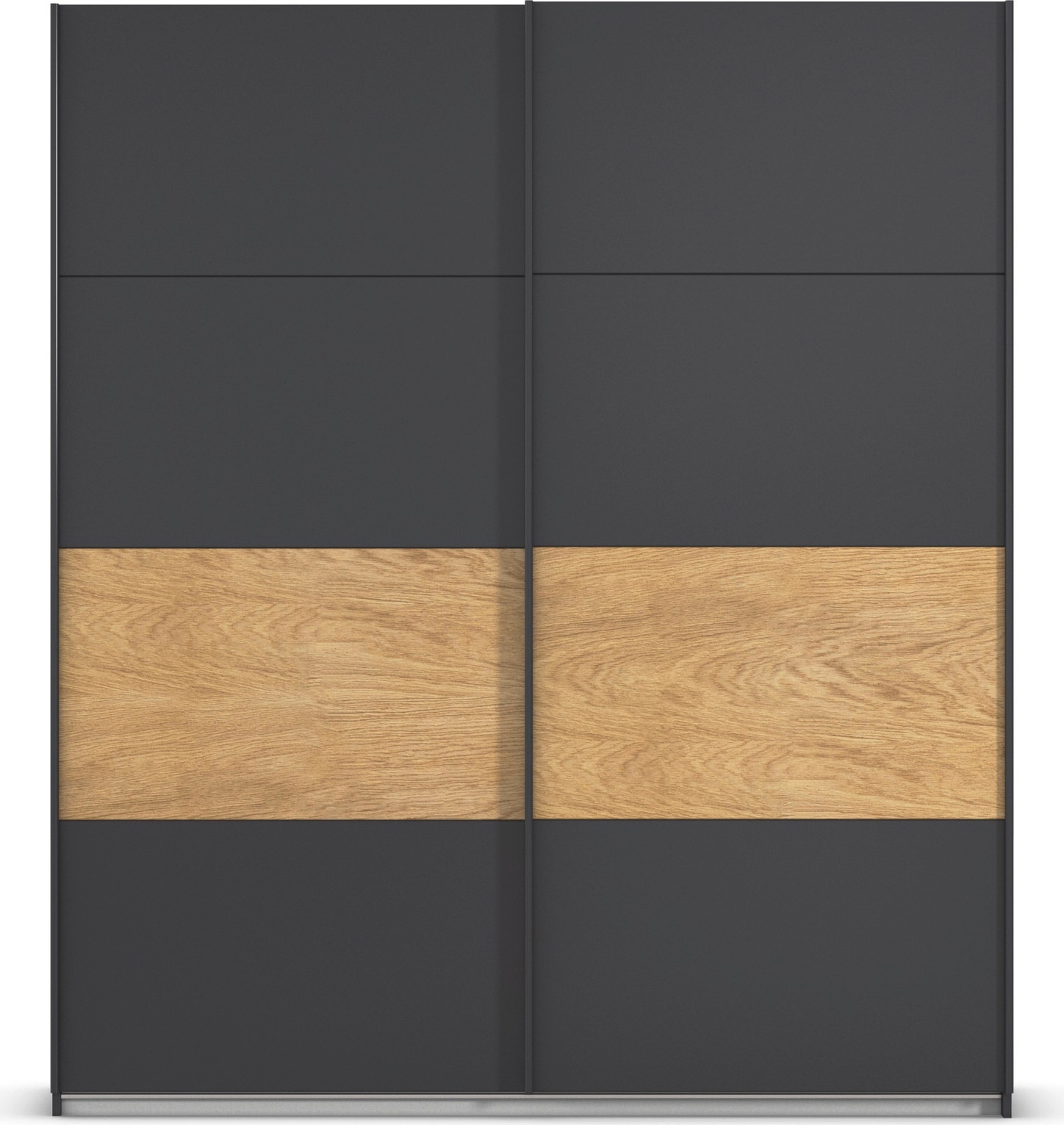 rauch Schwebetürenschrank »Kleiderschrank Schrank Garderobe Schlafzimmerschrank MALVA« Bauchbinde abgesetzt in gebürstetem Eiche Furnier MADE IN GERMANY