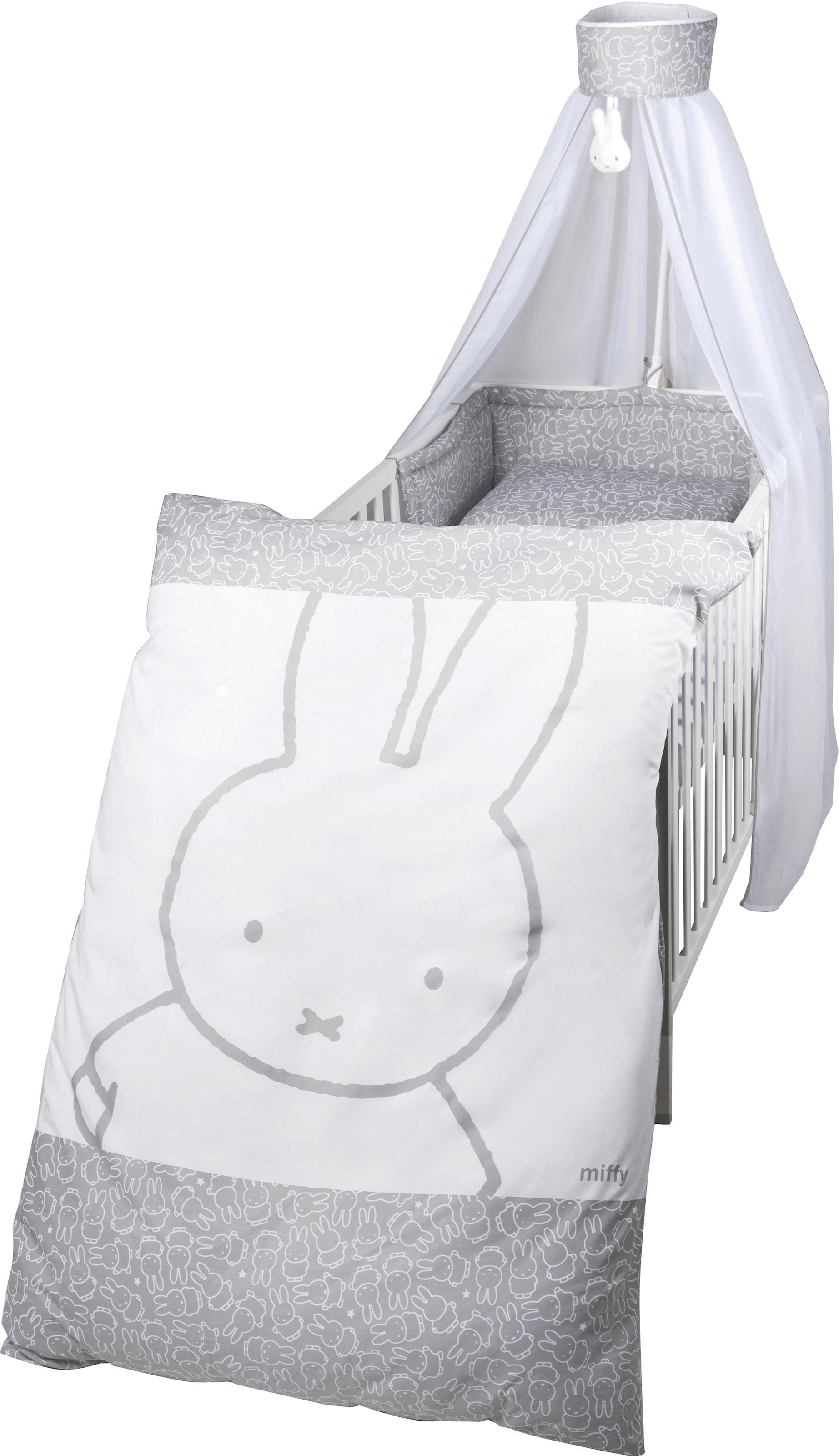 roba® Himmelbettgarnitur »miffy®«, 4-tlg., mit Bettwäsche, Nestchen und Himmel