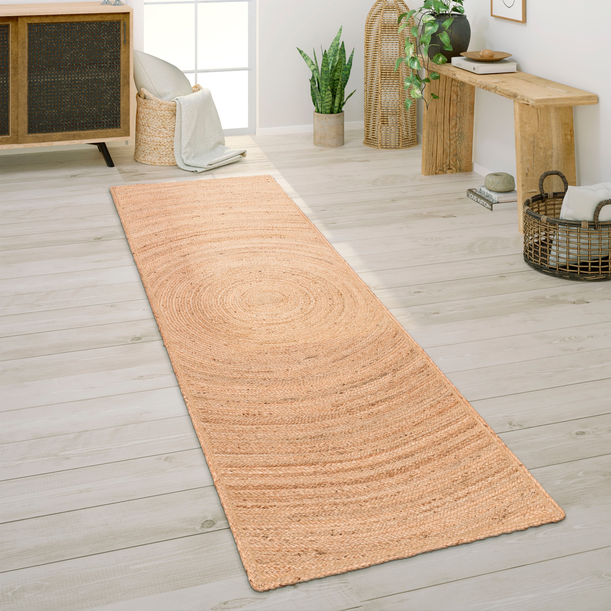 Paco Home Teppich »Skive 687«, rechteckig, 13 mm Höhe, handgeflochten, Kreis Muster, Naturfaser, auch als Läufer