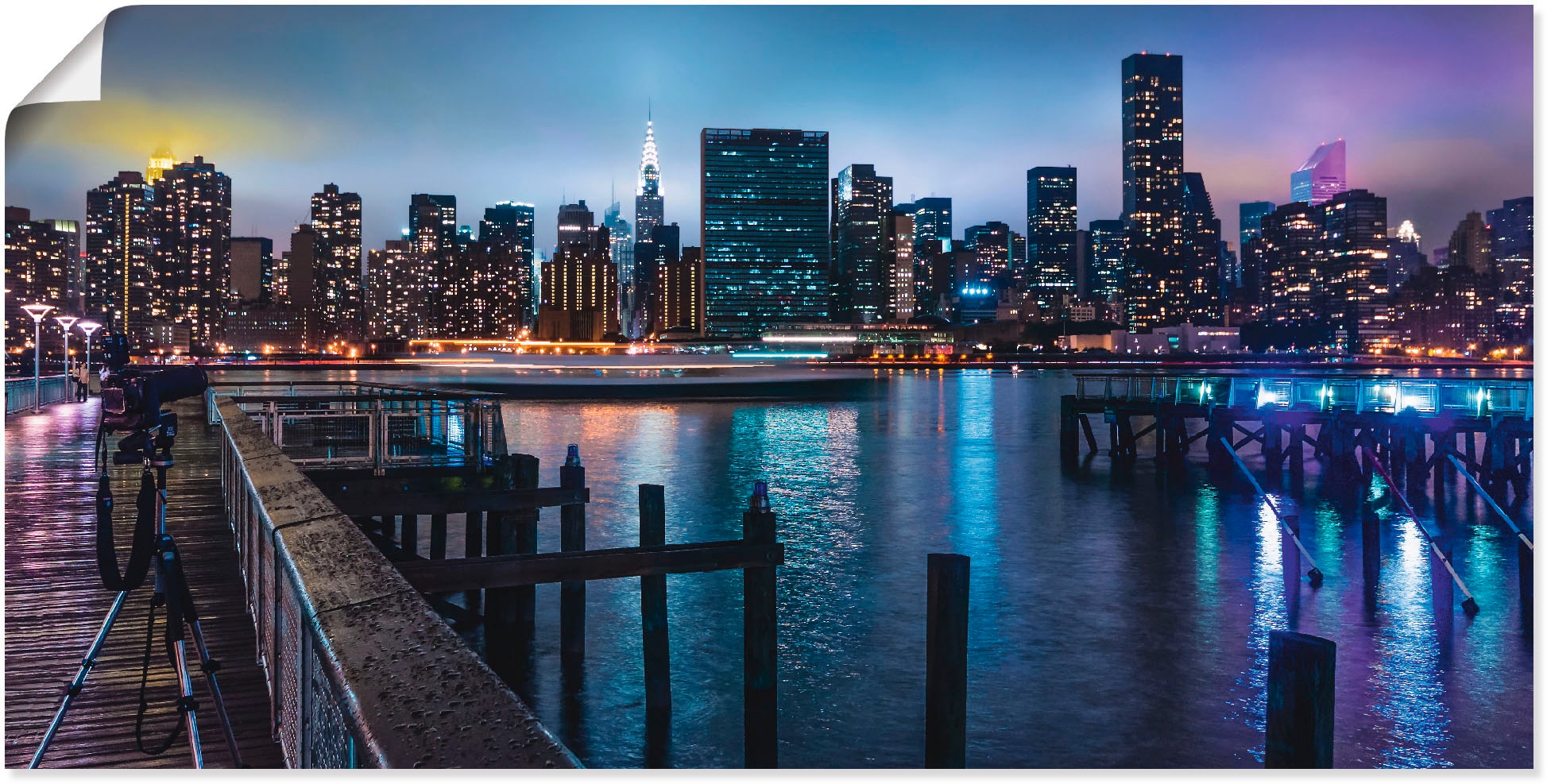 Artland Wandbild »New York Manhattan im Abendlicht«, Amerika, (1 St.), als  Leinwandbild, Wandaufkleber oder Poster in versch. Größen online bei OTTO