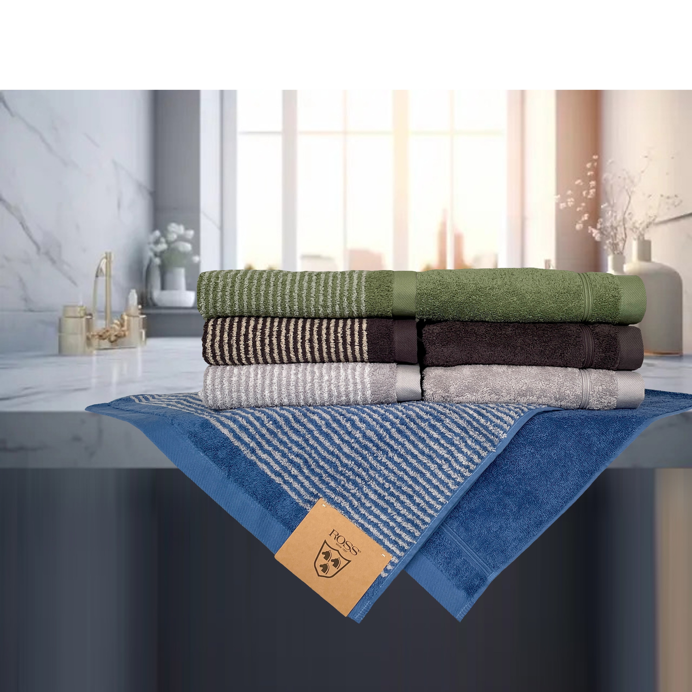 ROSS Duschtuch »schmaler Querstreifen« aus feinster Baumwolle
