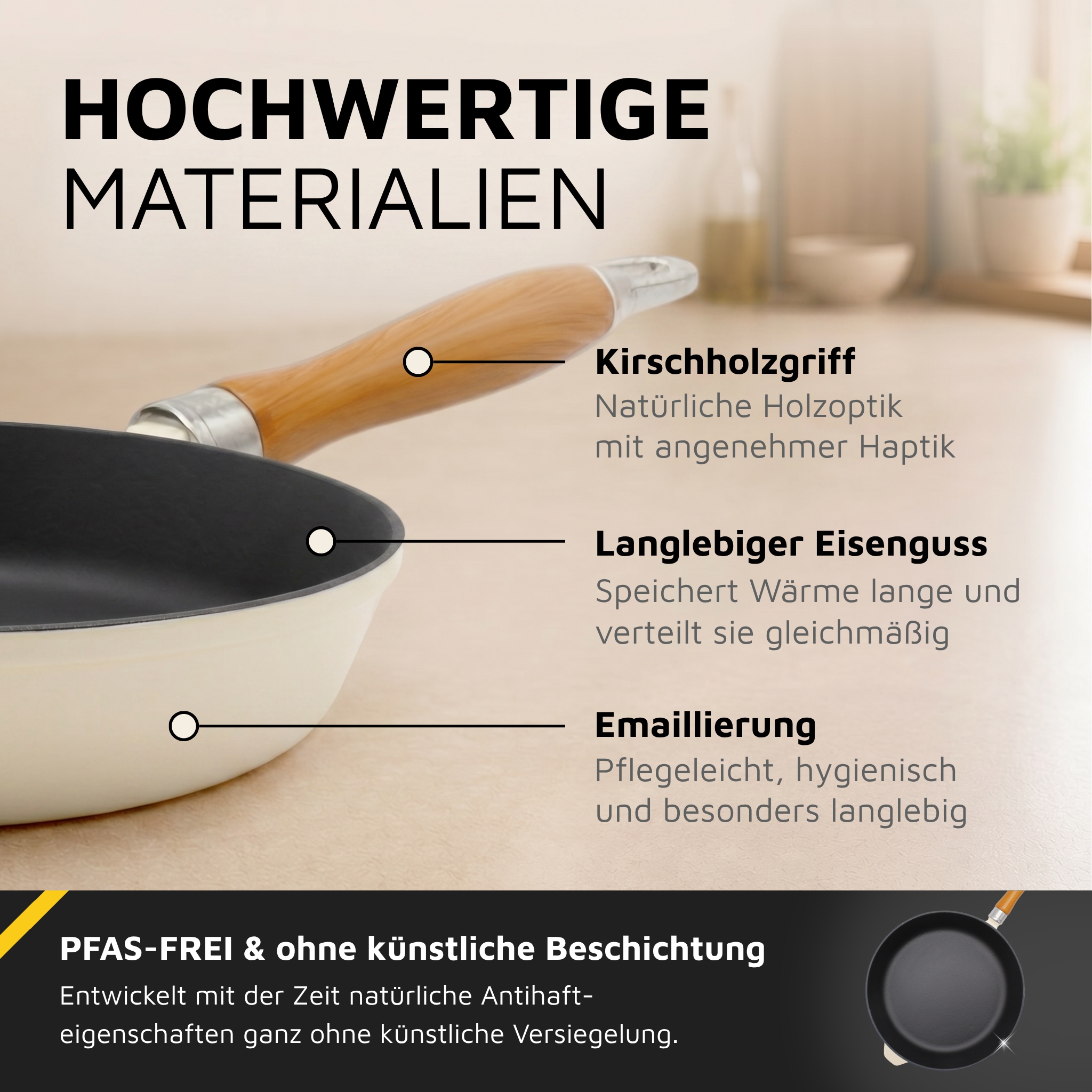 Krüger Bratpfanne »Einsenguss Pfanne SAVANNA« Gusseisen 1 Stk. tlg. für Induktions-Kochfelder geeignet