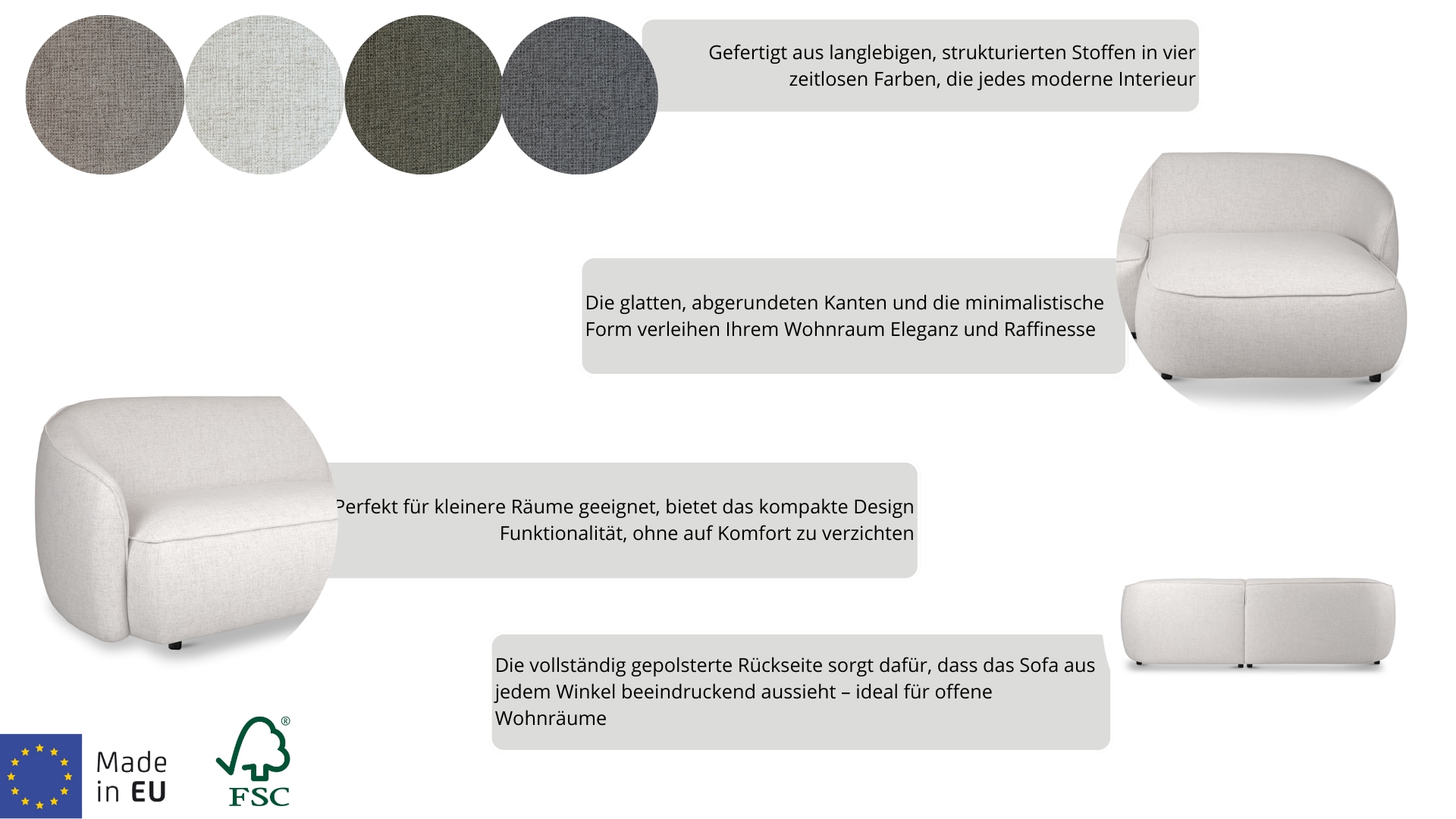 INOSIGN 3-Sitzer »Cosigo«, Breite 226 cm, 2 Chenille-Stoffe zur Auswahl, mit Kaltschaum