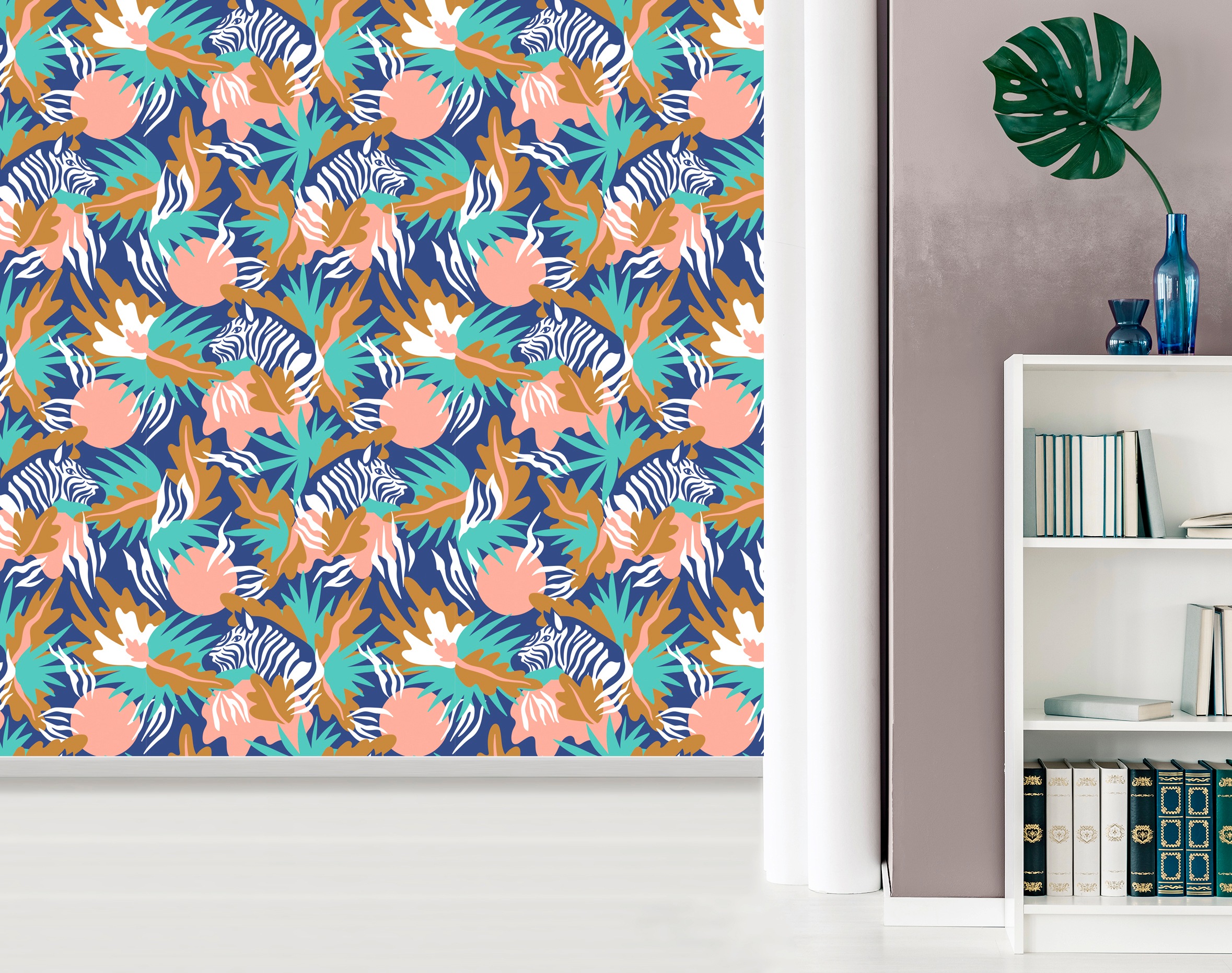 queence Vinyltapete »Oksana«, bedruckt-Motiv-botanisch-floral-gemustert-natürlich, 90x250cm, selbstklebend, kinderleichte Anbringung, Sticker