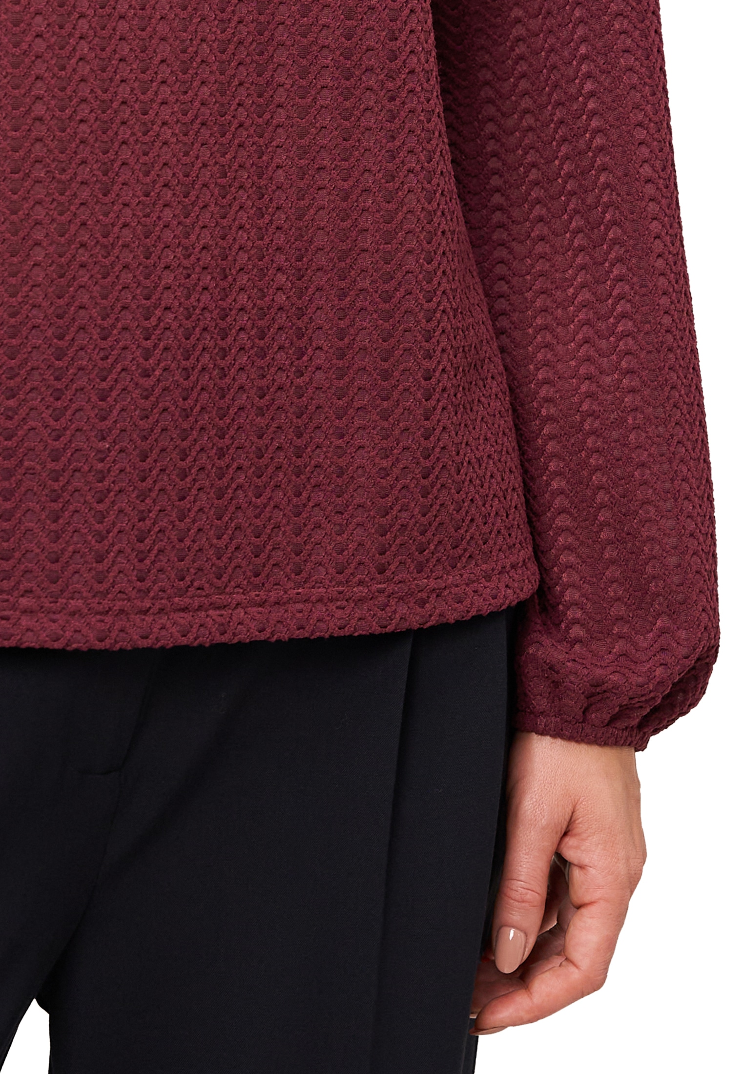 Zero Langarmshirt »Strukturshirt mit Rundausschnitt«