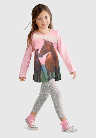 Shirt & Leggings »für kleine Mädchen«, (Set, 2 tlg.), mit Pferde-Motiv