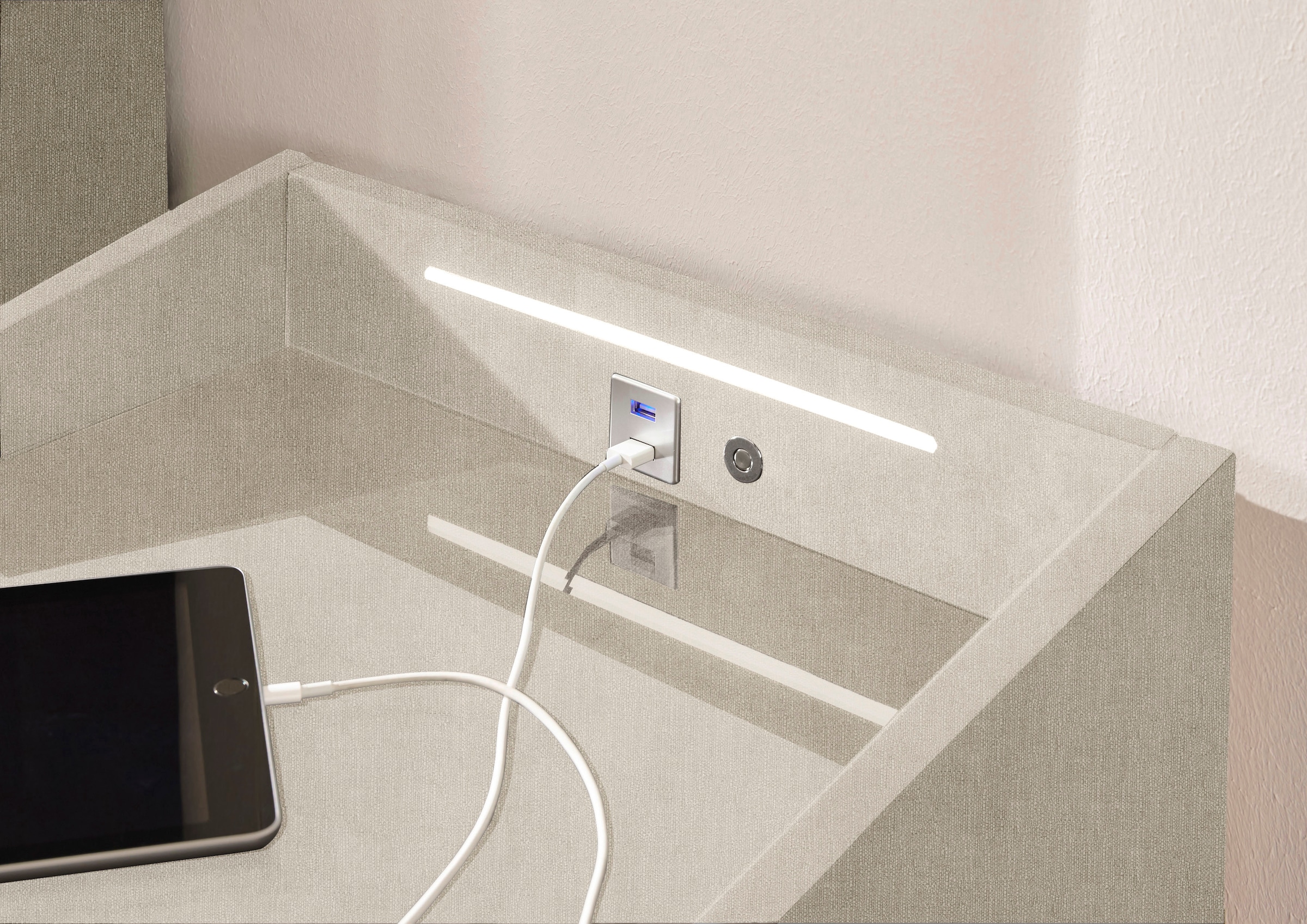 ED EXCITING DESIGN Nachtkonsole »Moon«, mit LED-Beleuchtung und USB-Anschluss & USB-C-Anschluss