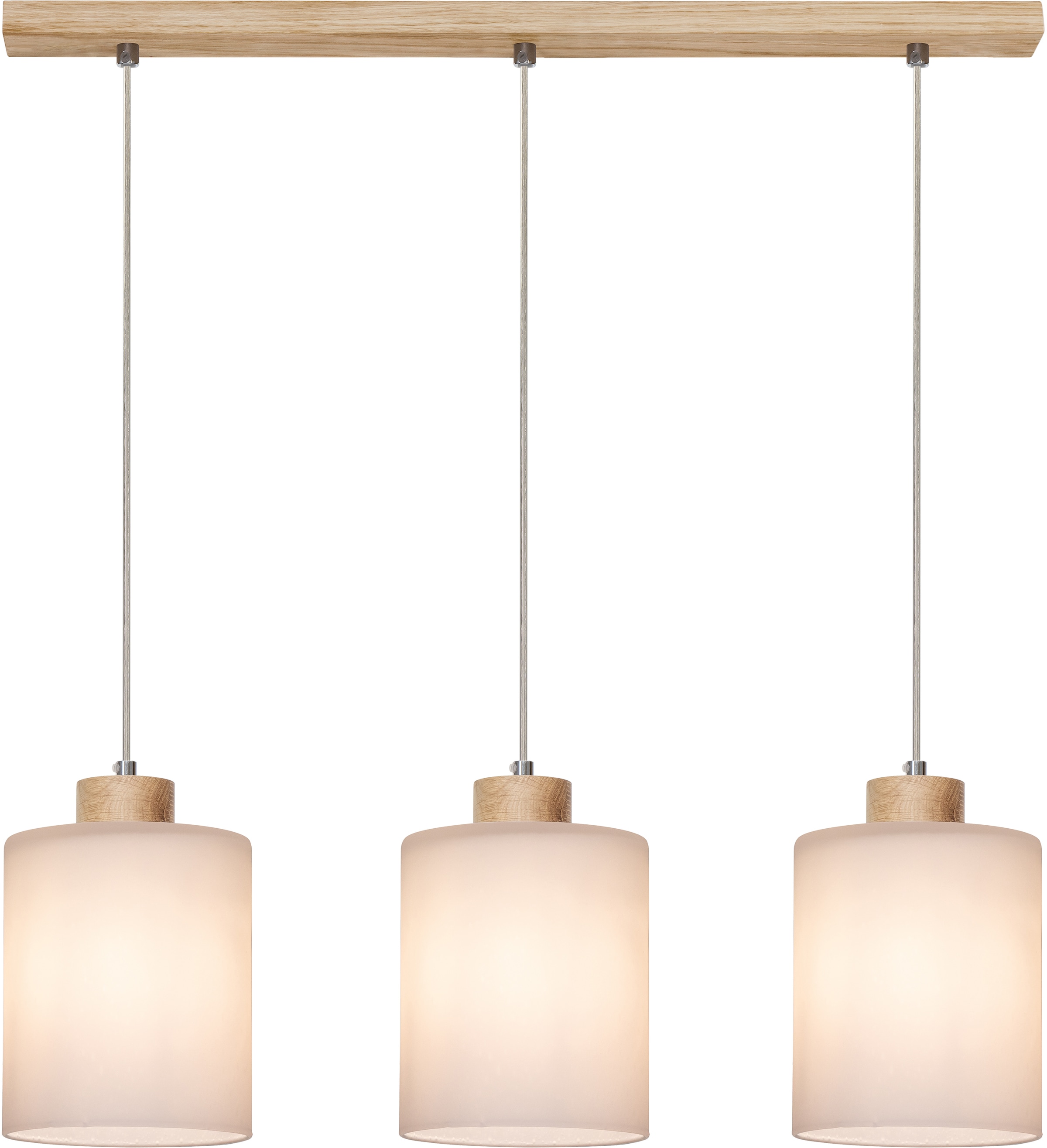 BRITOP LIGHTING Pendelleuchte »ZEFIR«, 3 flammig, Leuchtmittel E27 | ohne Leuchtmittel-Leuchtmittel wechselbar, Naturprodukt aus Eichenholz, Hochwertige Glasschirme
