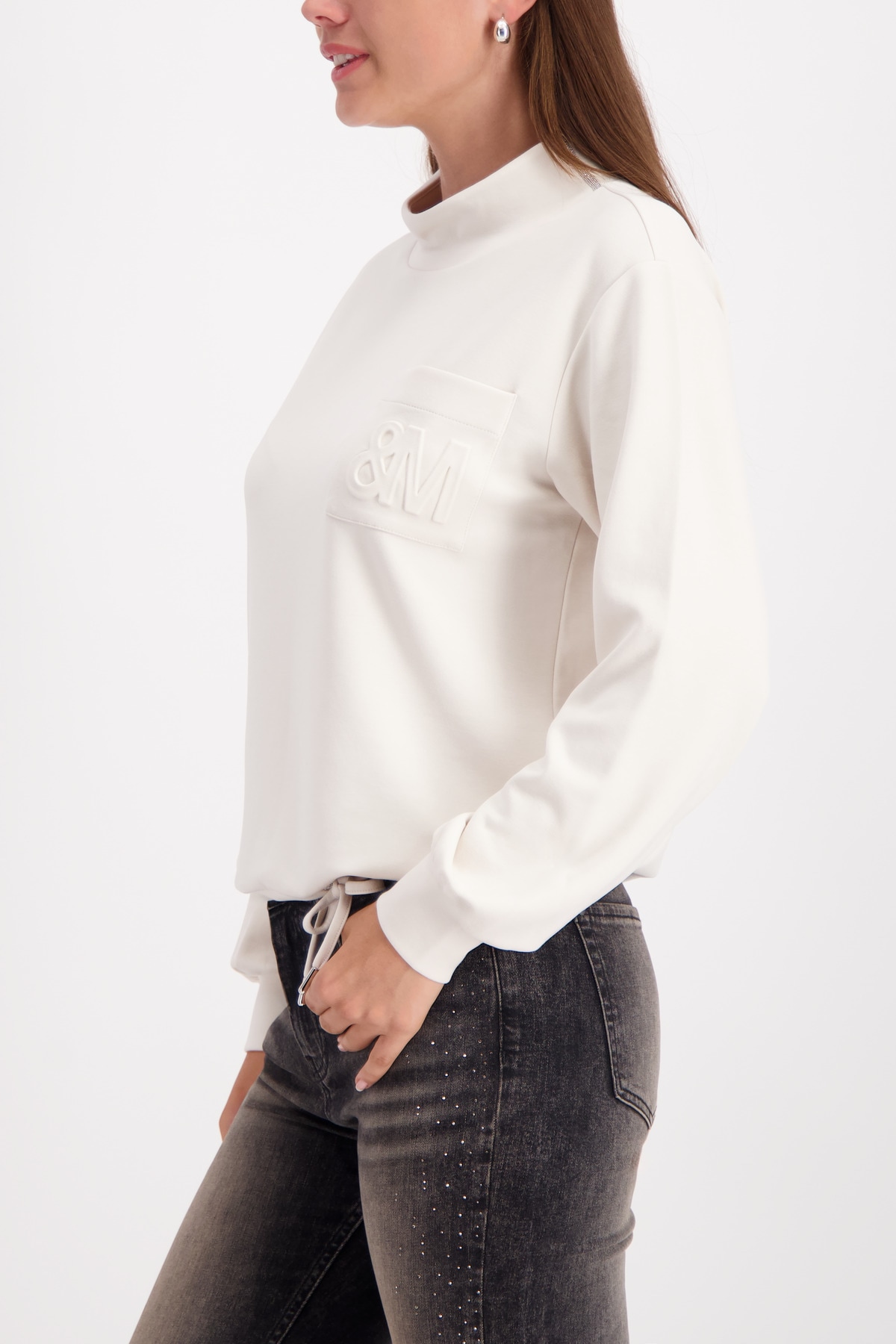 Monari Sweatshirt »Sweatshirt Basic Schmuckdetail«, Regular fit mit Stehkragen
