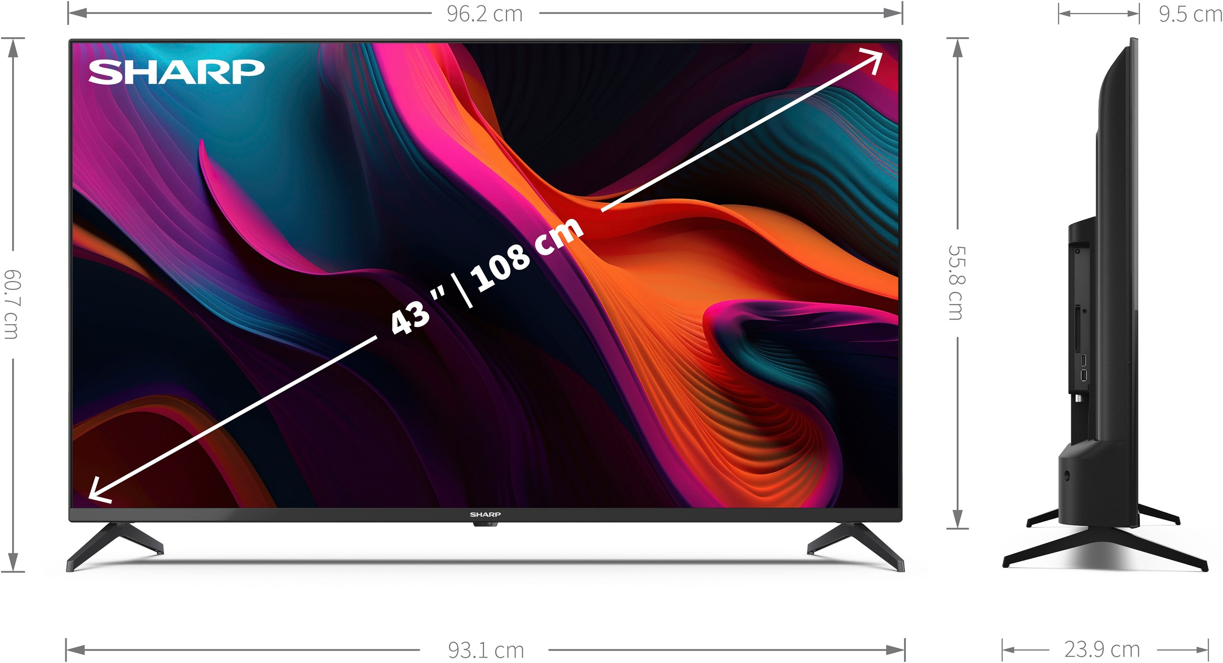 Sharp LED-Fernseher »4T-C43GLx«, 4K Ultra HD, Google TV-Smart-TV, 4K Ultra HD, Dolby Atmos, Dolby Vision, HDMI 2.1 mit eARC)