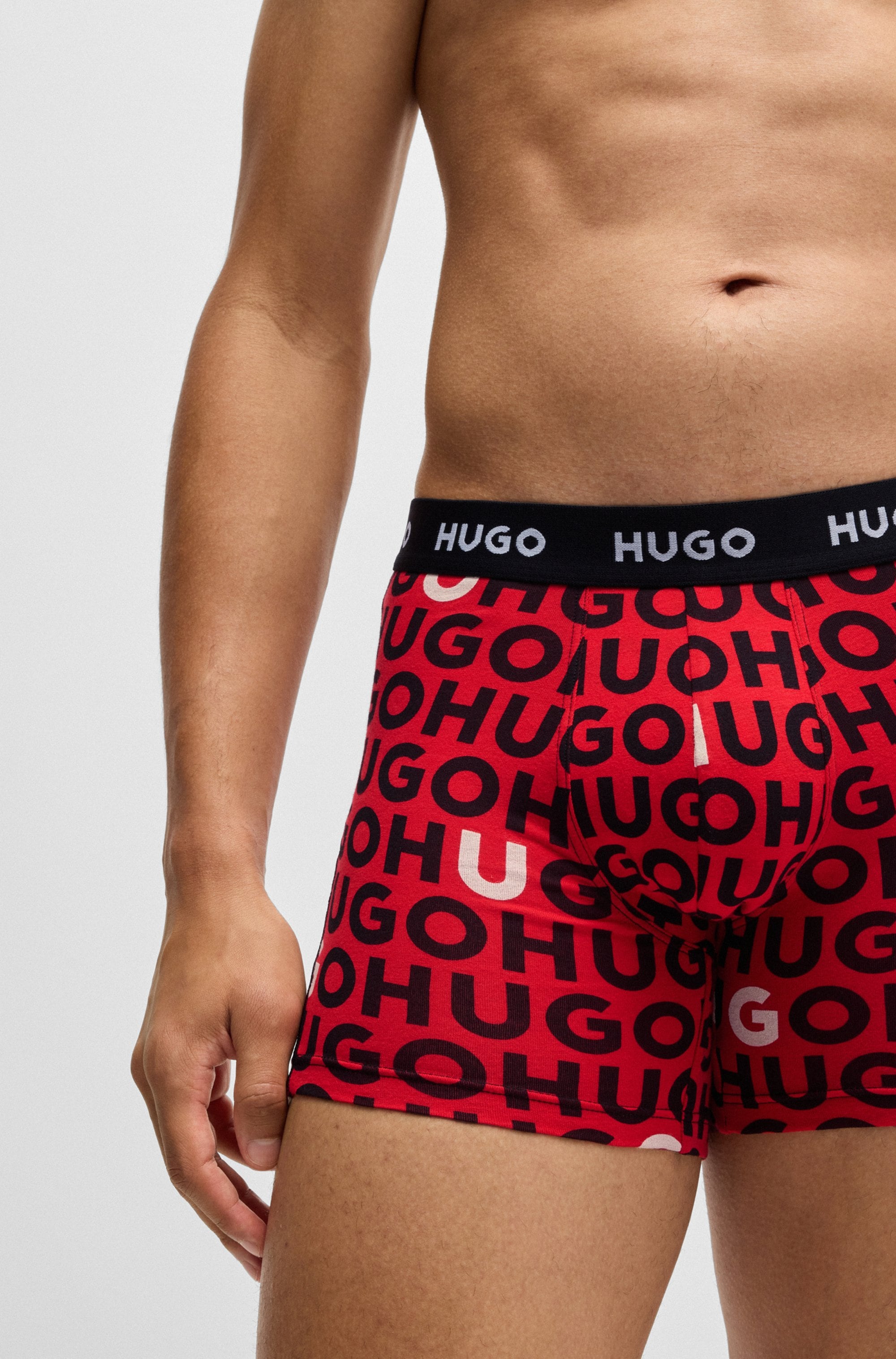 HUGO Underwear Boxershorts »BOXERBR TRPLT DESIGN«, Markenlogo am elastischem Bund