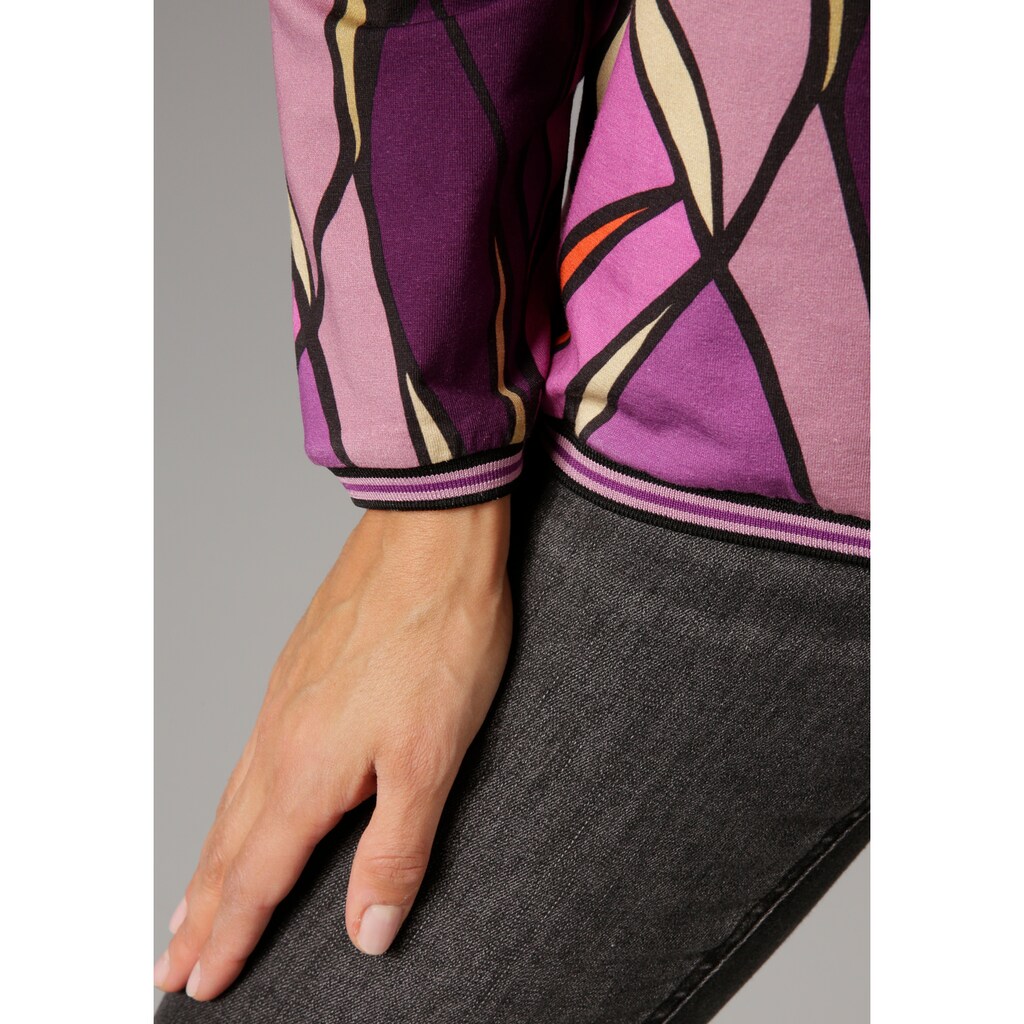 Aniston CASUAL Sweatshirt, mit gestreiften Bündchen
