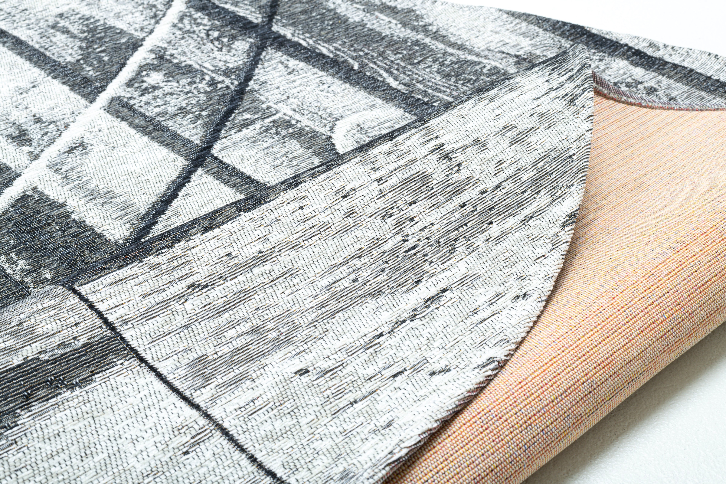 Sansibar Teppich »Keitum 010«, rund, 3 mm Höhe, Flachgewebe, modernes Holz Design, Motiv, gekreuzte Säbel