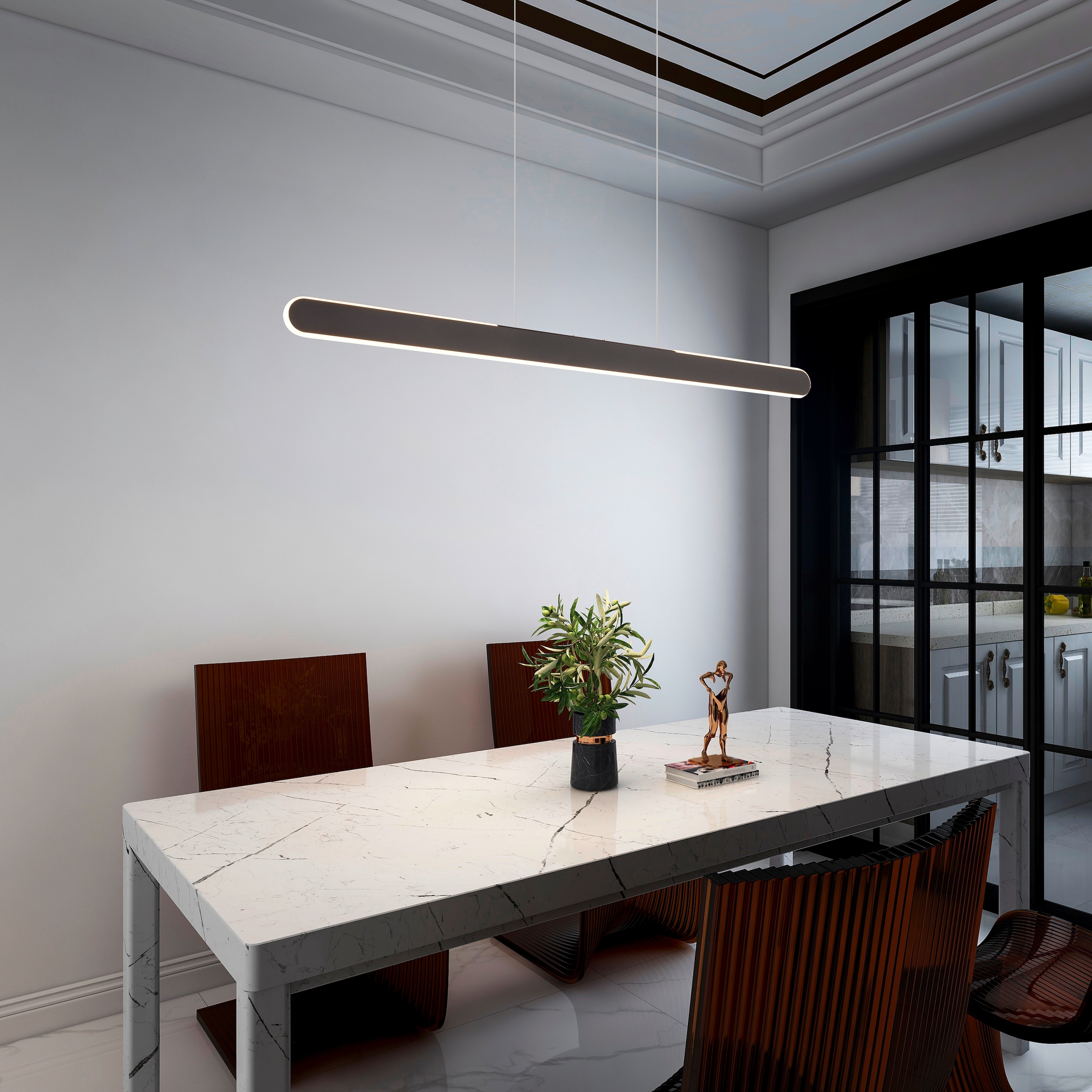 TRIO Leuchten LED Pendelleuchte »HELIOS, bis 150 cm höhenverstellbare LED Hängelampe 28W 3300 Lumen« LED-Board 1 Stk. warmweiß - kaltweiß CCT warmweiß-kaltweiß 2700-6500K, dimmbar Touch Sensor, up+down light