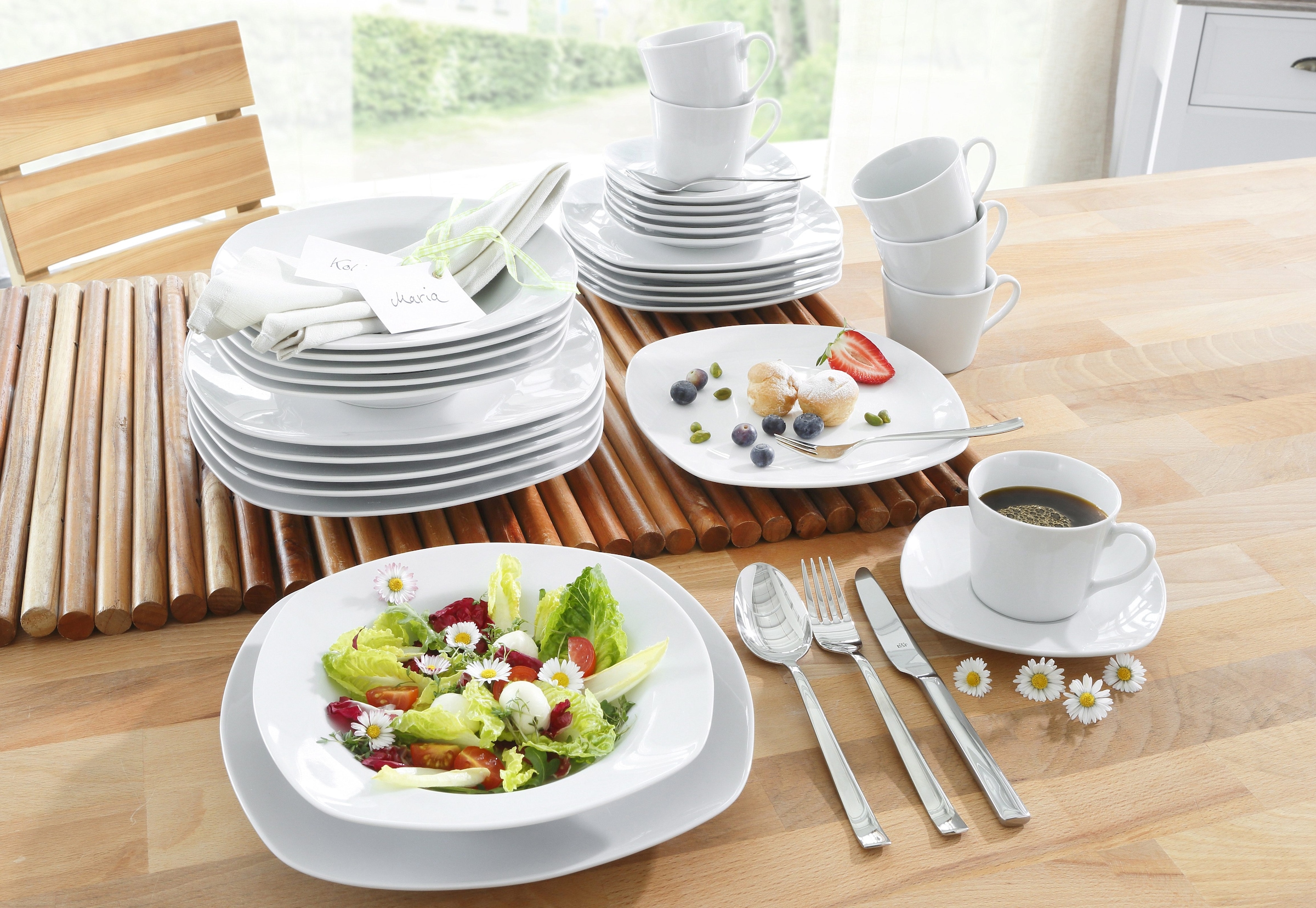 für Kombiservice 6 (Set, Tafelservice quadratische OTTO 6 Online Shop weiß, Service, Form, CreaTable Amelie«, für 30 im Kaffeeservice Teile, »Geschirr-Set Set, und Personen), tlg., im Personen bestellen 30