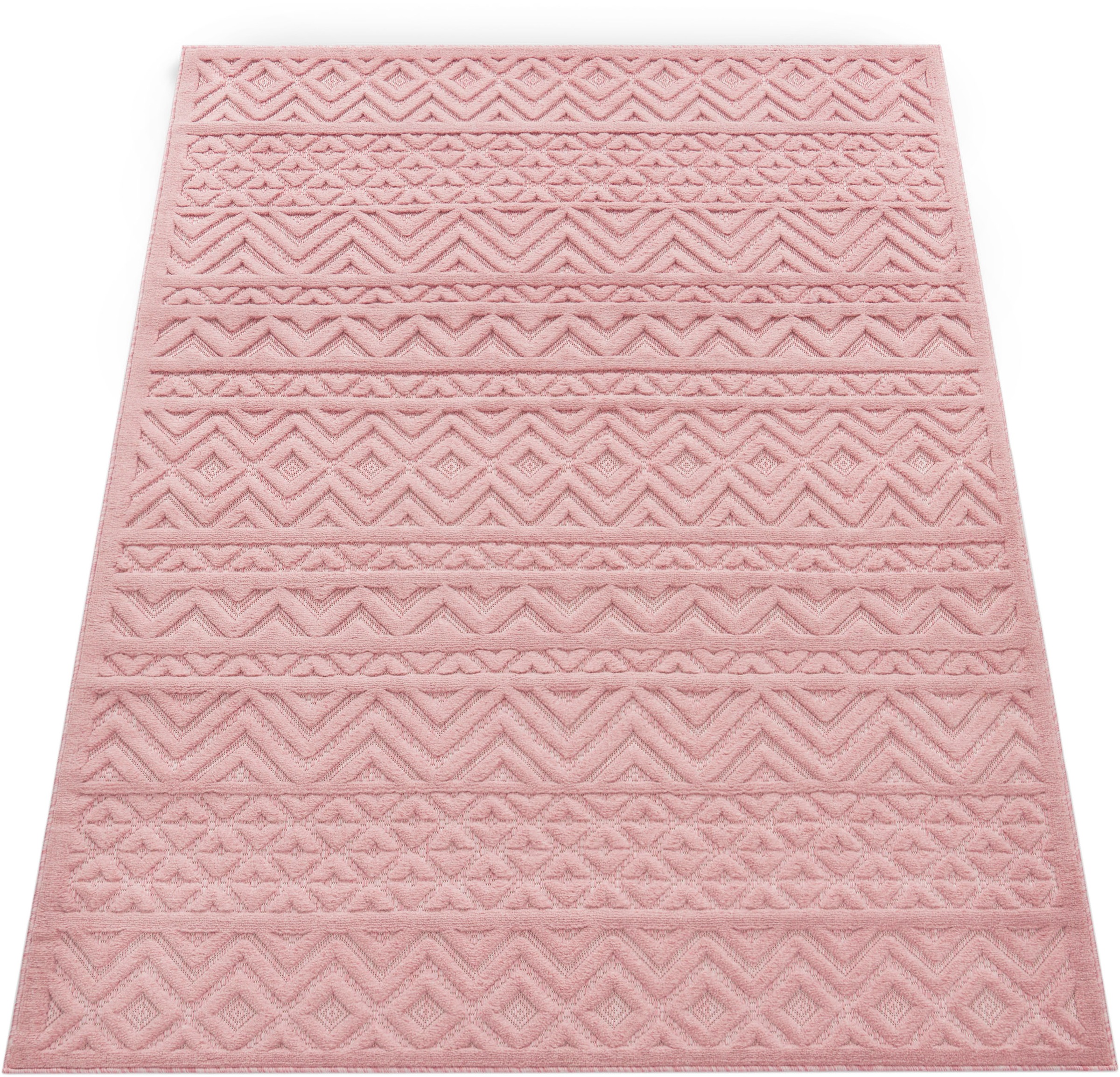 Paco Home Teppich »Livorno 673«, rechteckig, Uni-Farben, Scandi, Rauten Muster,... kaufen