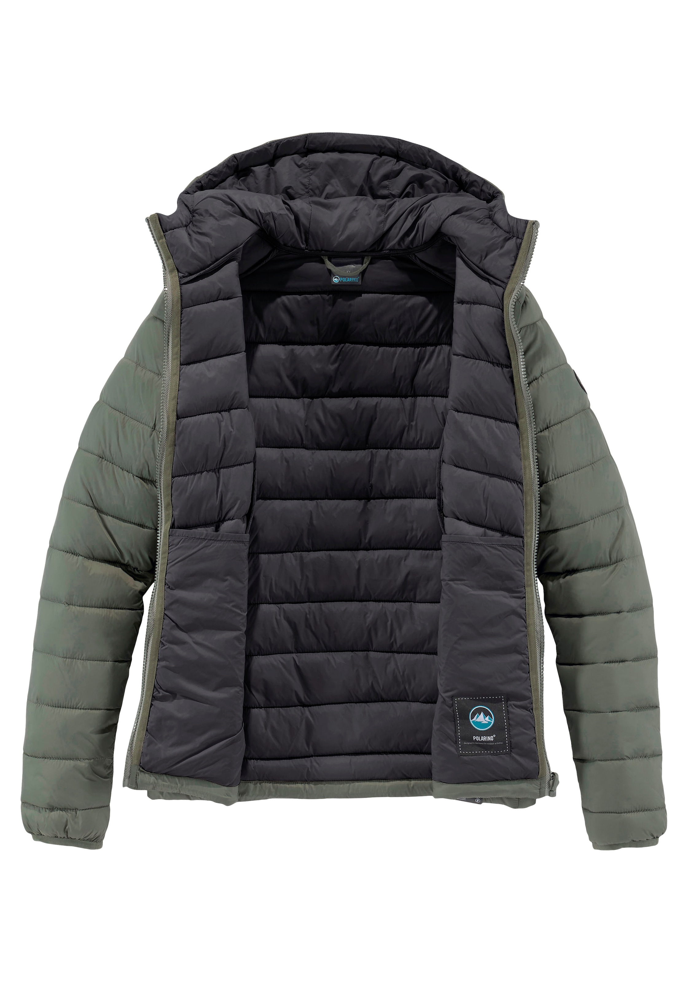 Polarino Steppjacke, mit Kapuze, Übergangsjacke für kühle Tage, aus leichtem Webmaterial