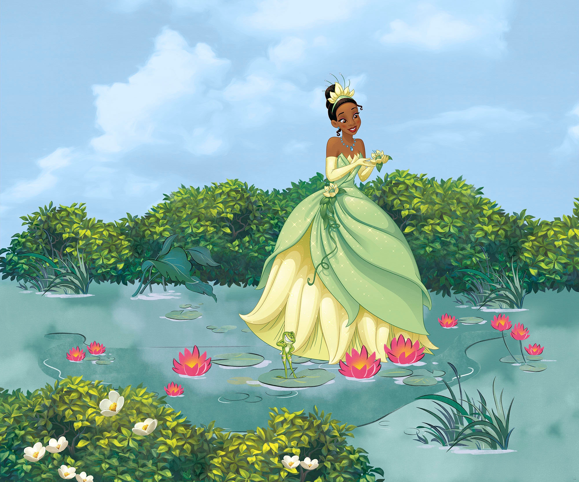 Komar Fototapete »Digitaldruck Vlies - Tiana Lucky Pond - Größe 300 x 250 cm«, bedruckt, Kinderzimmer