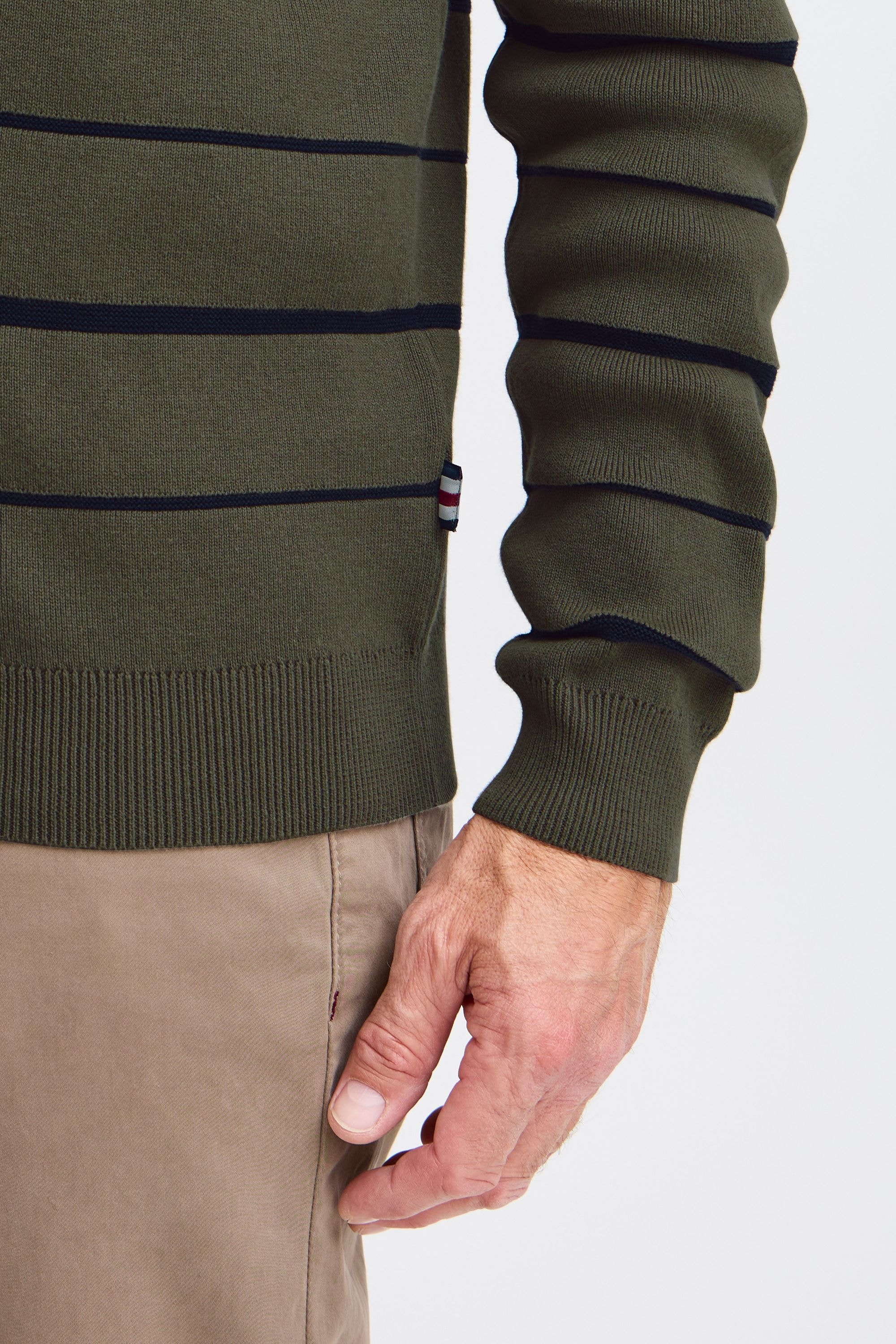 FQ1924 Strickfleece-Pullover »Strickpullover FQKYLE reversed strip crewneck neck«